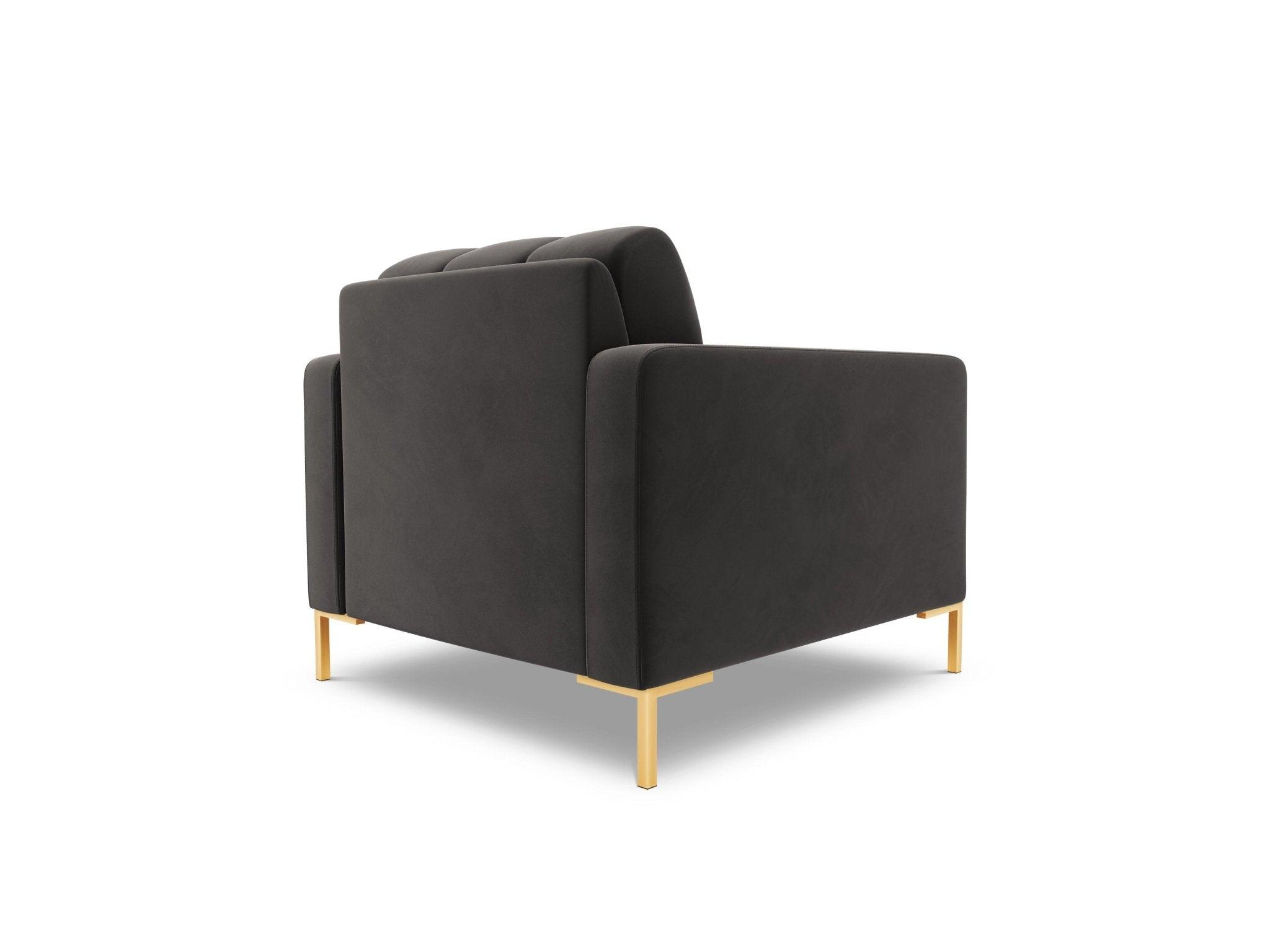 Fotel aksamitny BALI ciemnoszary ze złotą podstawą Cosmopolitan Design Eye on Design