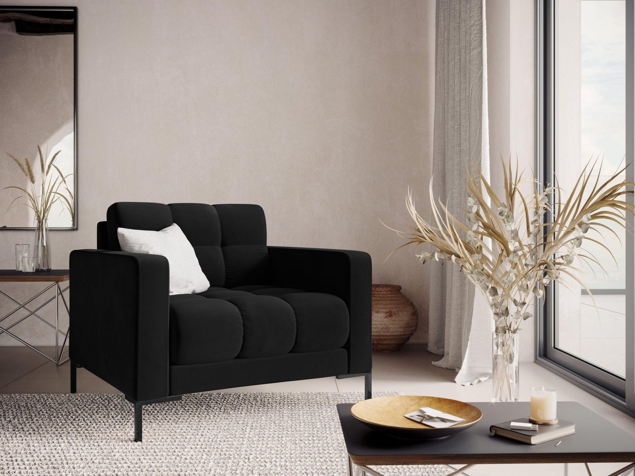 Fotel aksamitny BALI czarny z czarną podstawą Cosmopolitan Design Eye on Design
