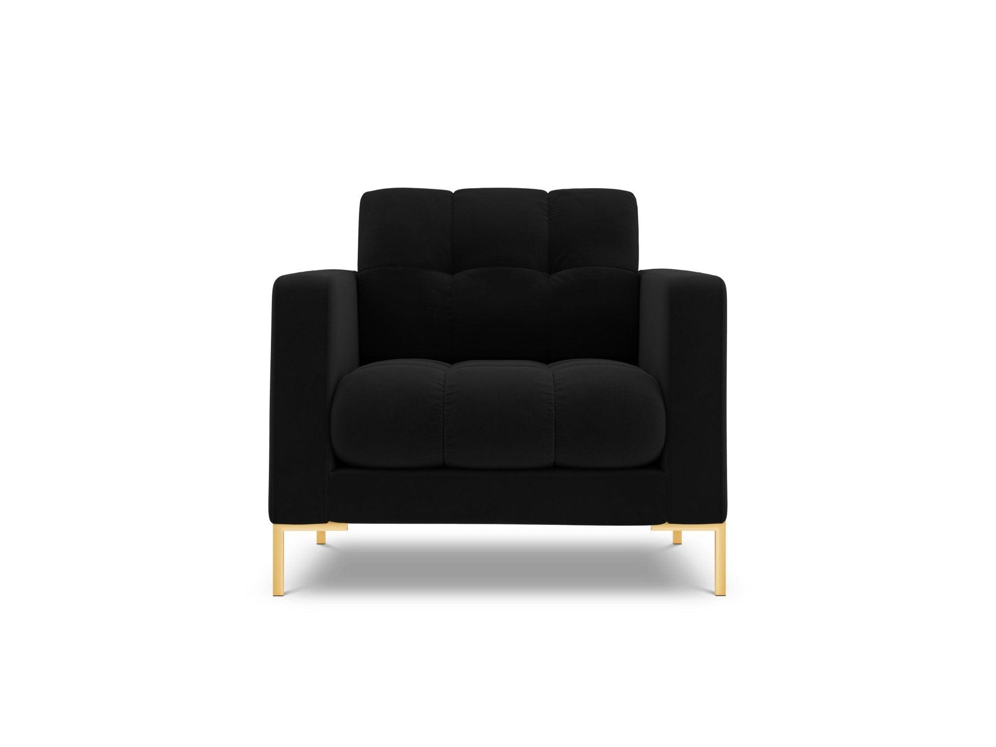 Fotel aksamitny BALI czarny ze złotą podstawą Cosmopolitan Design Eye on Design