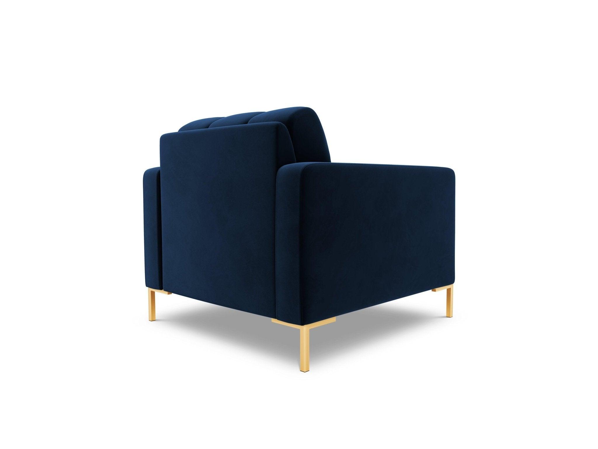 Fotel aksamitny BALI granat królewski ze złotą podstawą Cosmopolitan Design Eye on Design