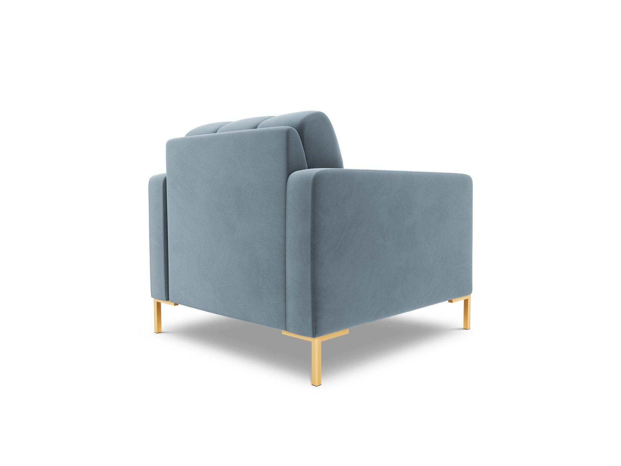 Fotel aksamitny BALI jasnoniebieski ze złotą podstawą Cosmopolitan Design Eye on Design