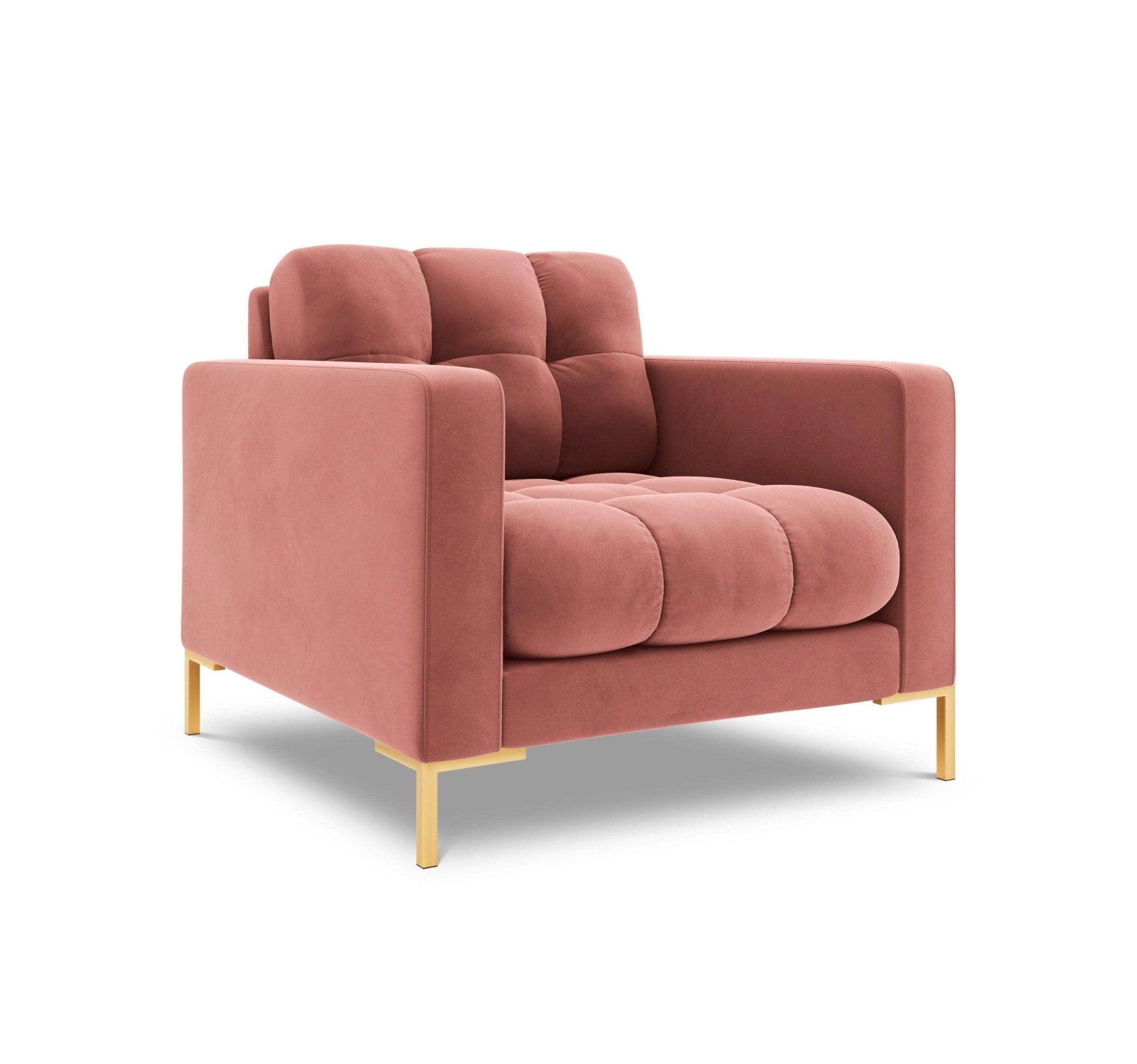 Fotel aksamitny BALI różowy ze złotą podstawą Cosmopolitan Design Eye on Design