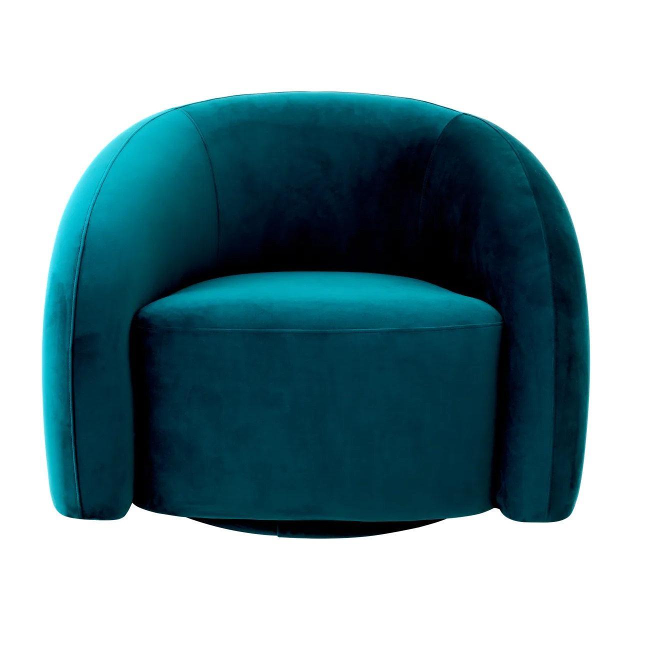 Fotel aksamitny obrotowy NOVELLE morski niebieski Eichholtz Eye on Design