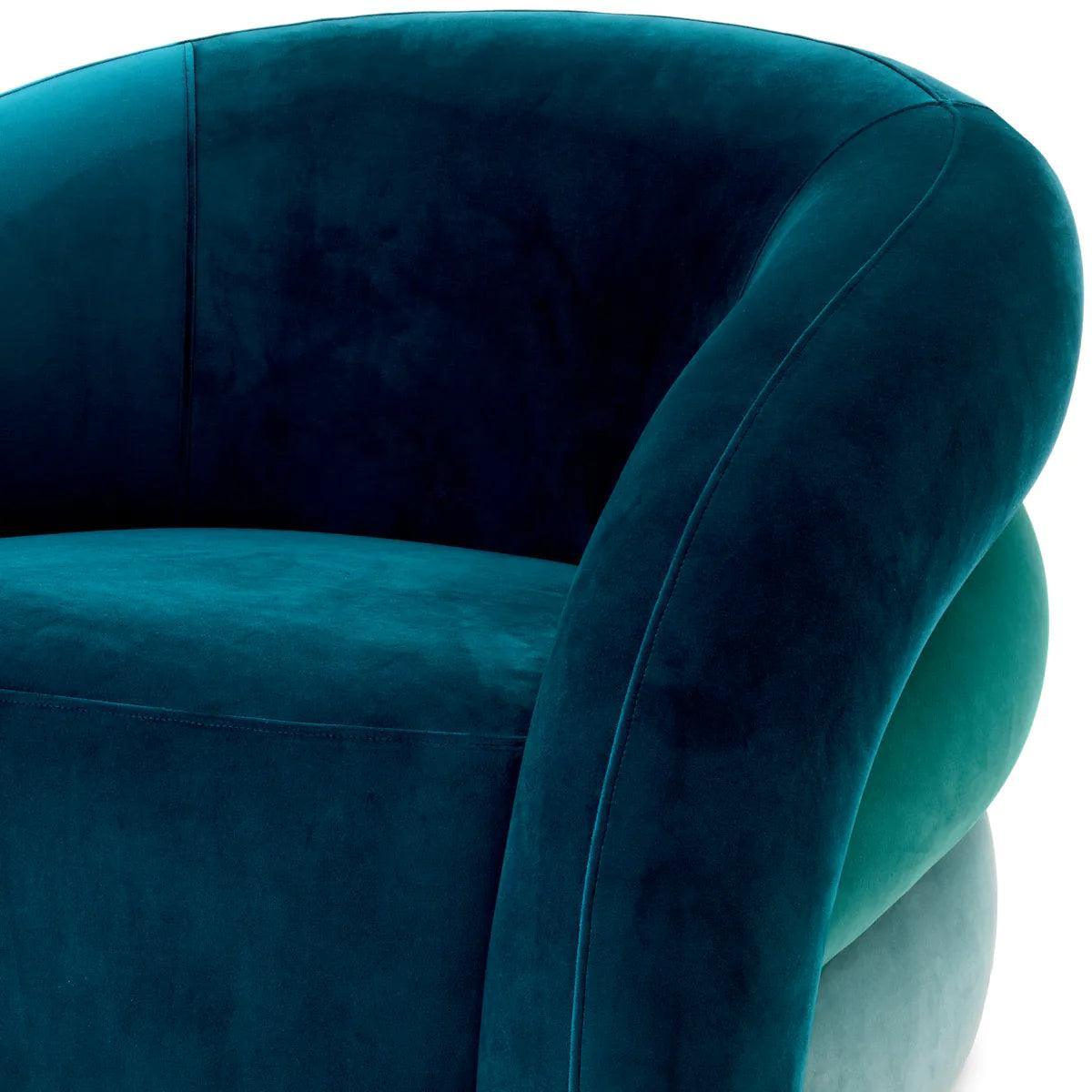 Fotel aksamitny obrotowy NOVELLE morski niebieski Eichholtz Eye on Design