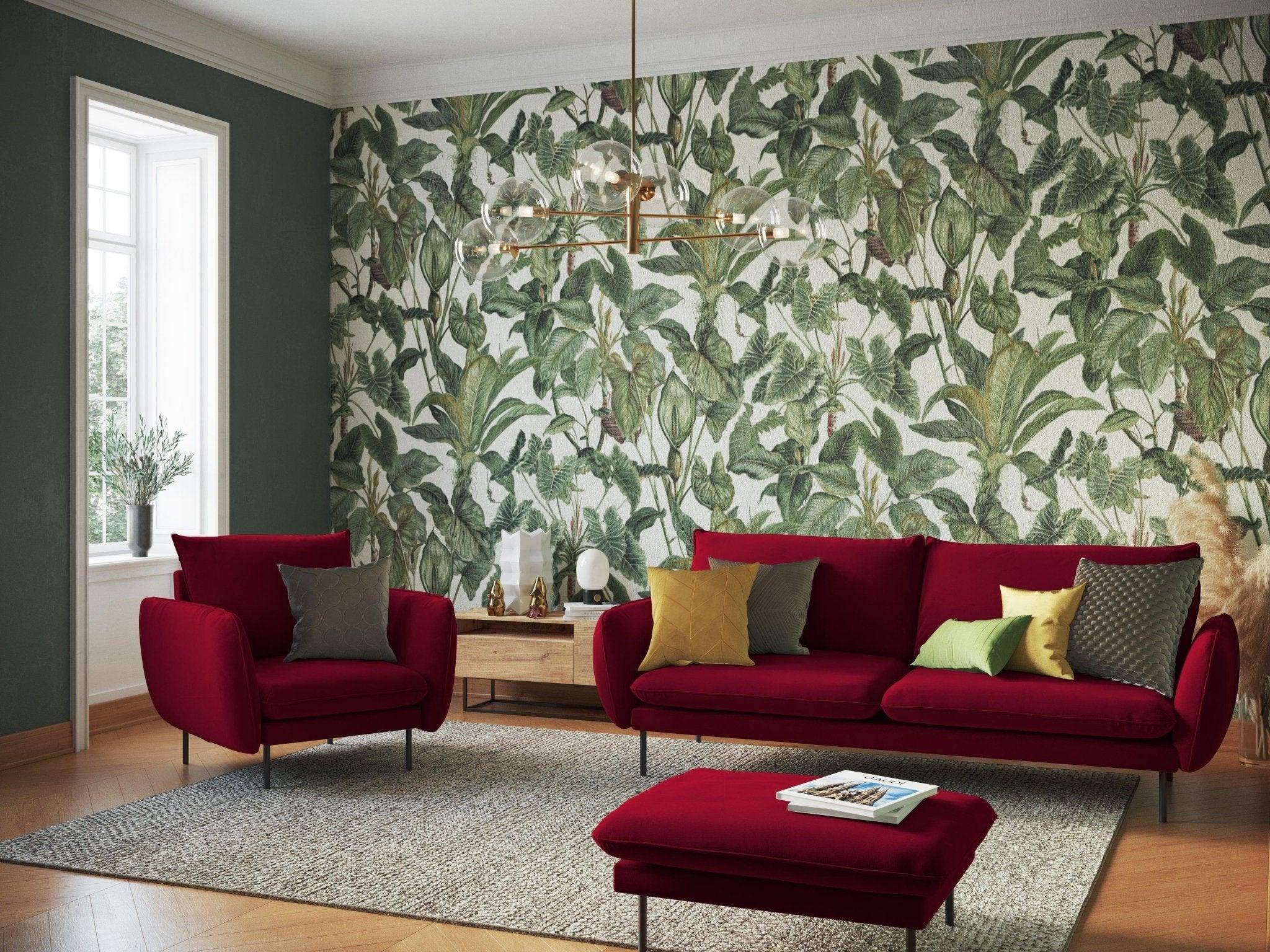 Fotel aksamitny VIENNA bordowy z czarną podstawą Cosmopolitan Design Eye on Design