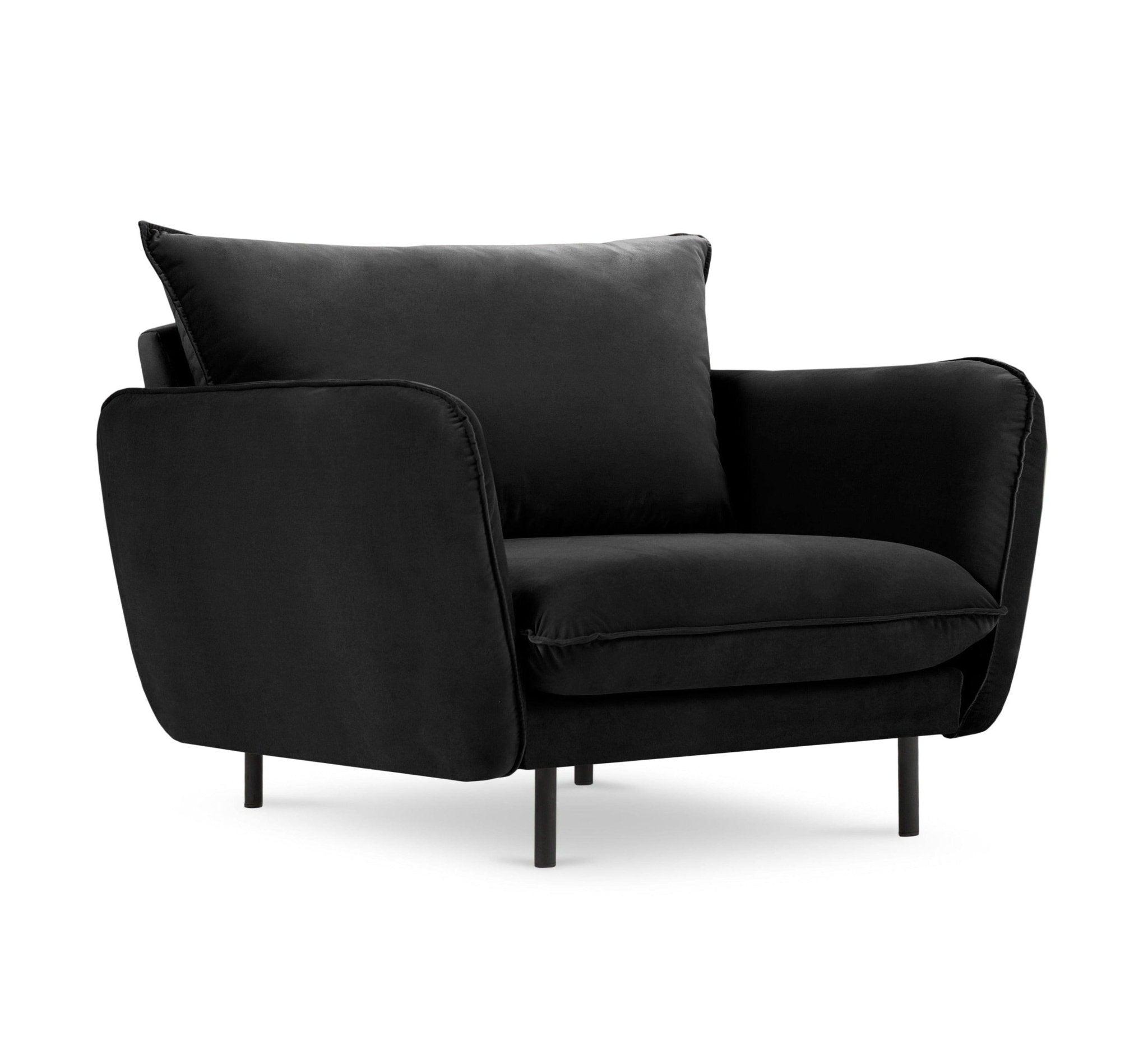 Fotel aksamitny VIENNA czarny z czarną podstawą Cosmopolitan Design Eye on Design
