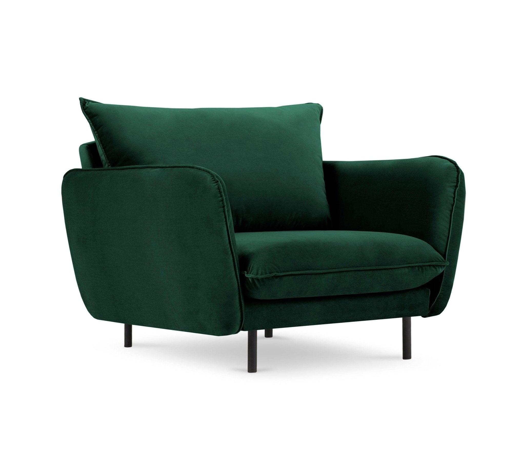 Fotel aksamitny VIENNA zielony z czarną podstawą Cosmopolitan Design Eye on Design