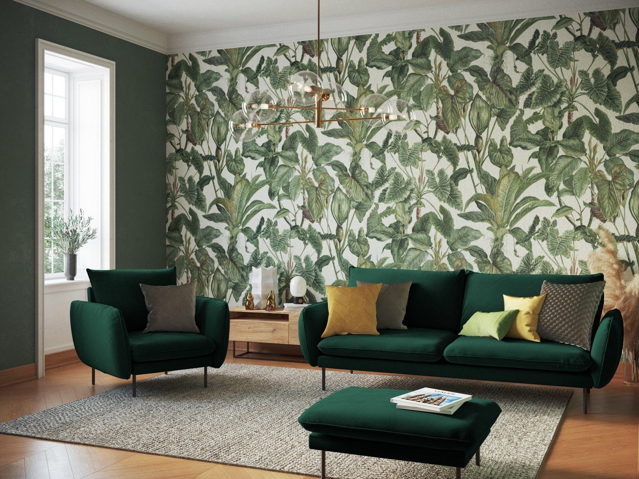 Fotel aksamitny VIENNA zielony z czarną podstawą Cosmopolitan Design Eye on Design