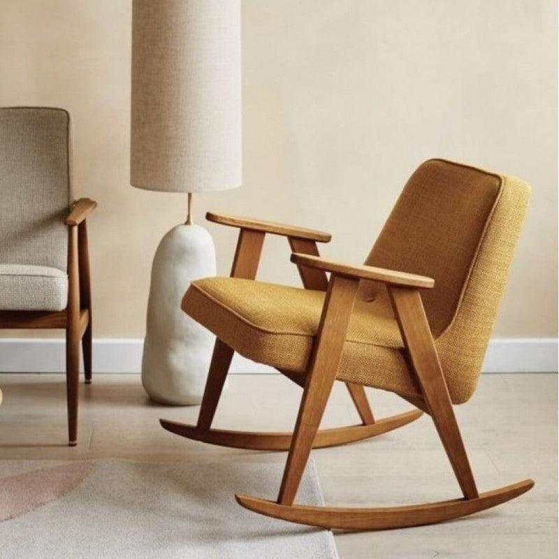 Fotel bujany 366 żółty w tkaninie Shine Velvet Mustard 366 concept Eye on Design