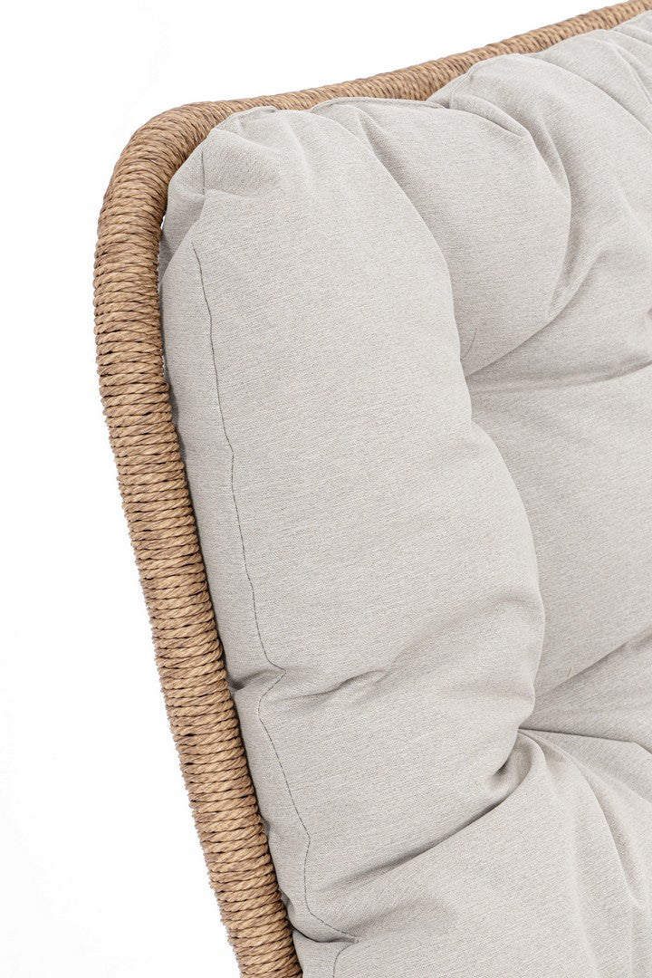 Drehbarer Außenstuhl EMERY in Beige mit braunem Gestell