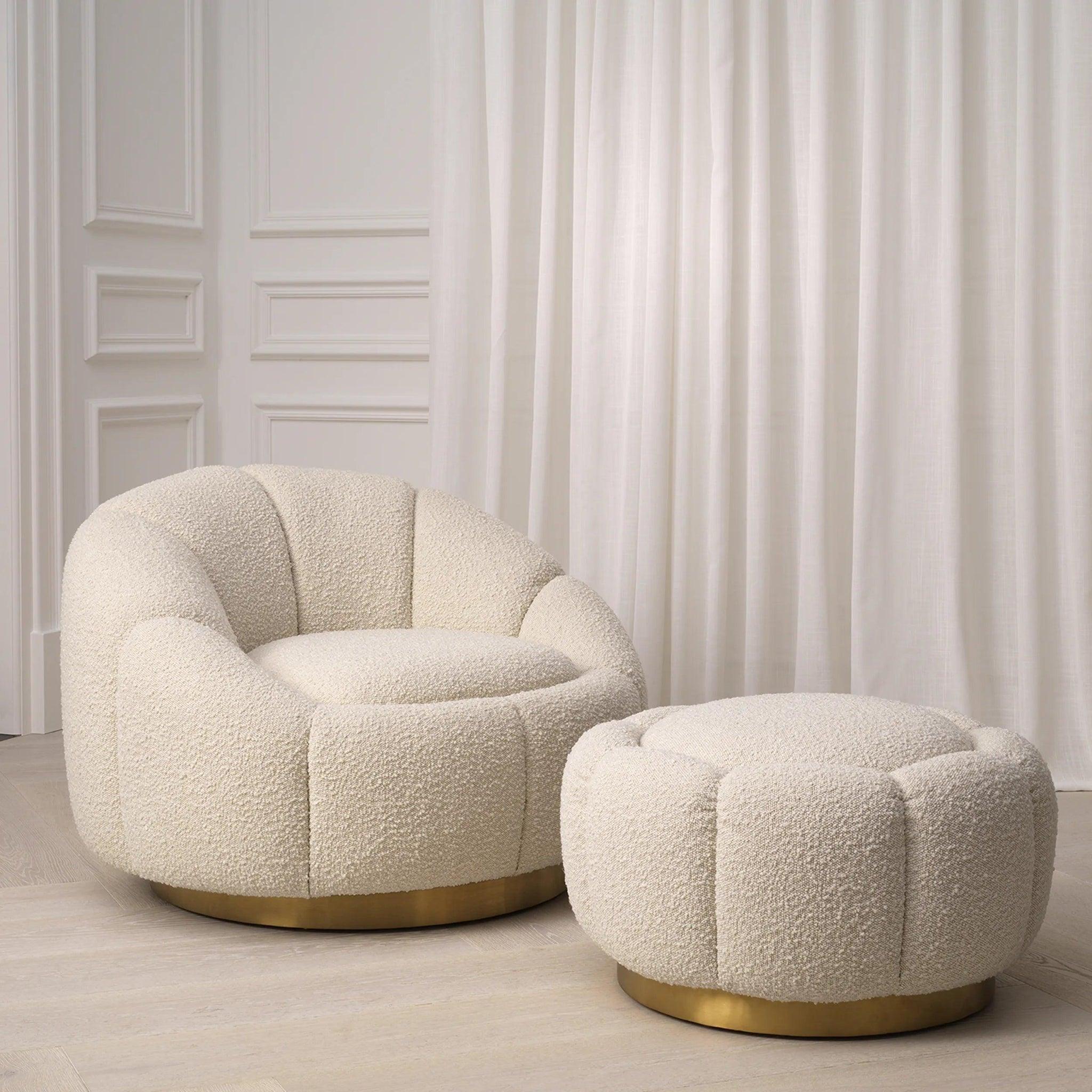 Fotel obrotowy w tkaninie boucle INGER kremowy Eichholtz Eye on Design