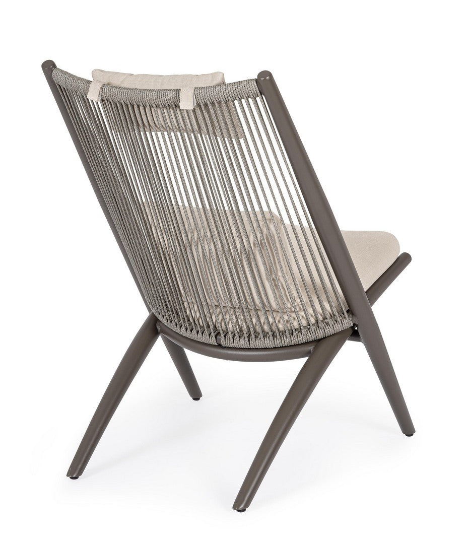 Außenstuhl ALOHA beige mit kakaofarbenem Gestell