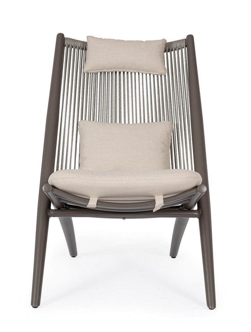 Außenstuhl ALOHA beige mit kakaofarbenem Gestell