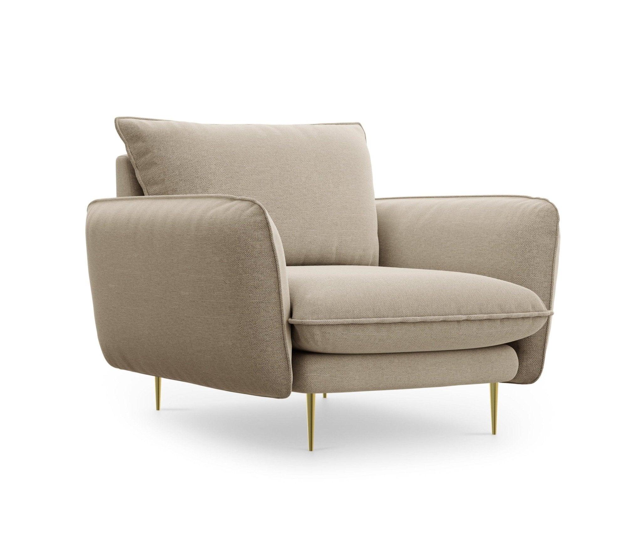 Fotel VIENNA beżowy ze złotą podstawą Cosmopolitan Design Eye on Design