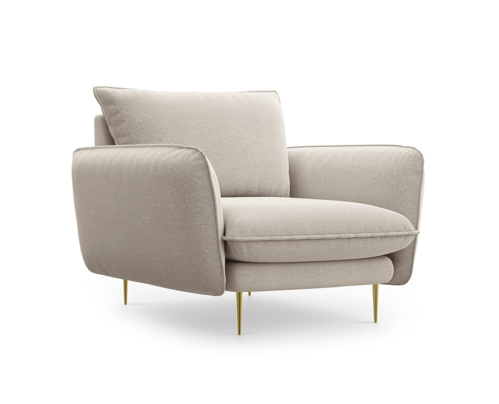 Fotel VIENNA piaskowy ze złotą podstawą Cosmopolitan Design Eye on Design