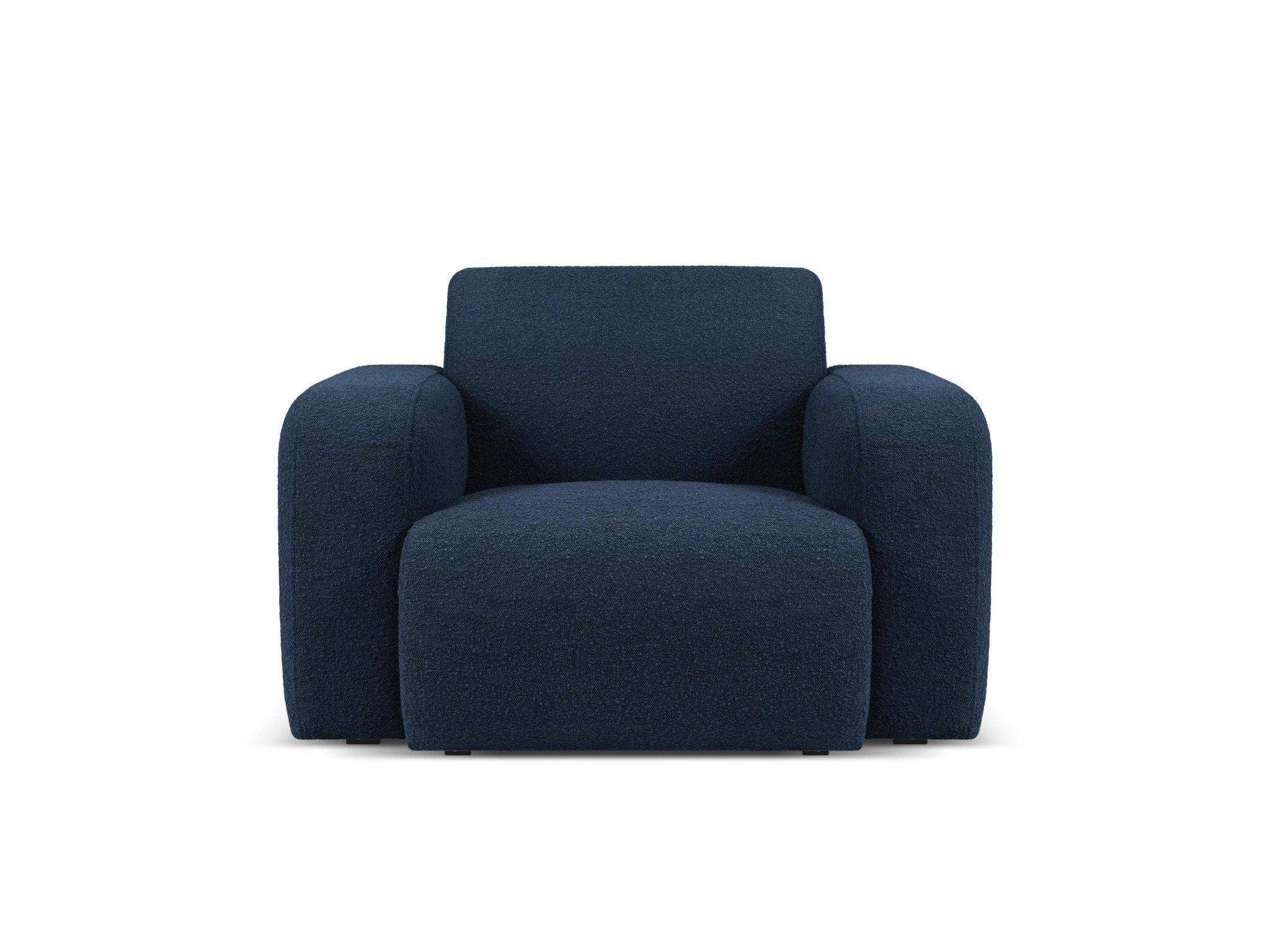 Fotel w tkaninie boucle LOLA ciemnoniebieski Windsor & Co Eye on Design