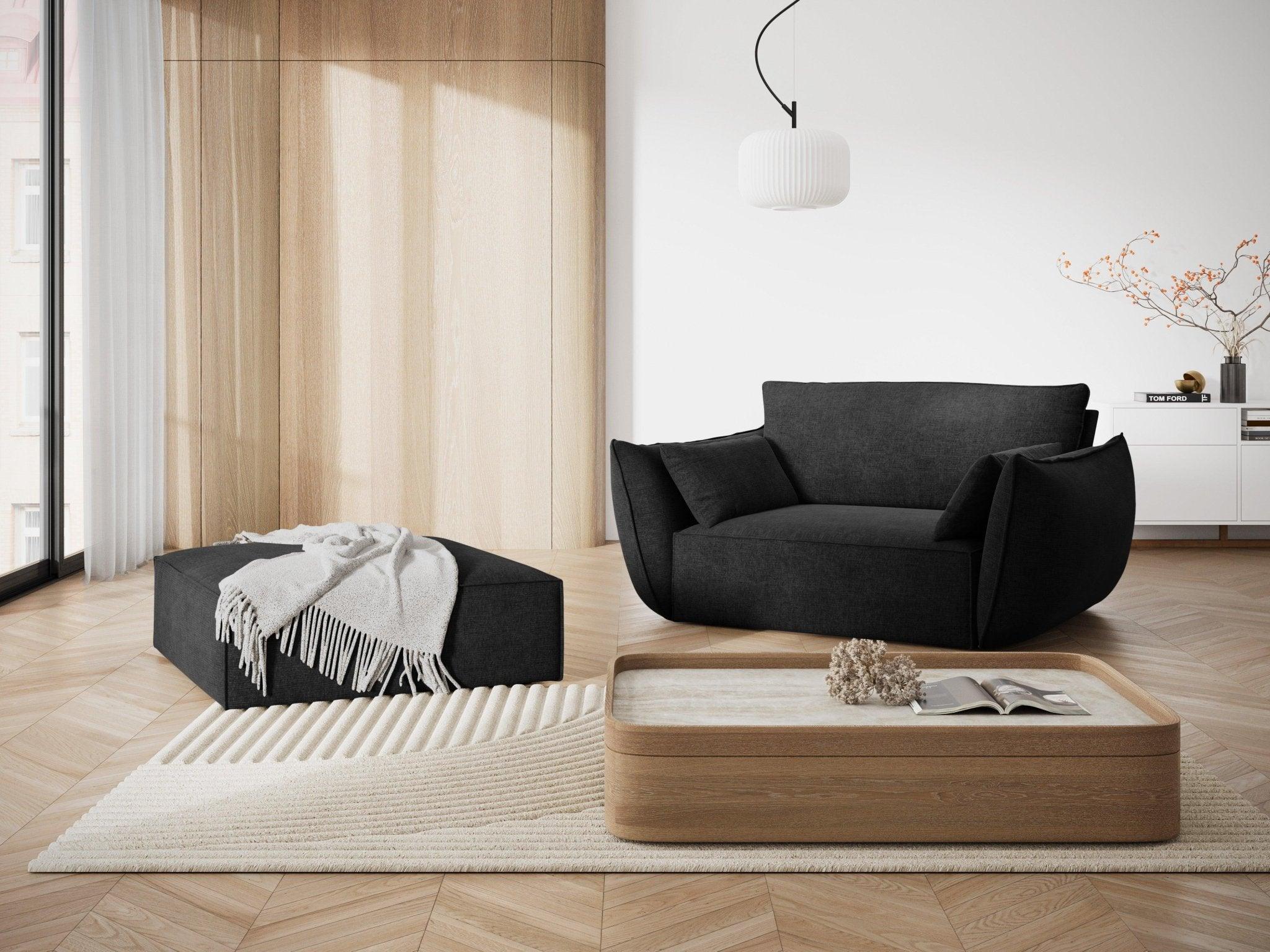 Fotel w tkaninie szenilowej VANDA czarny Mazzini Sofas Eye on Design