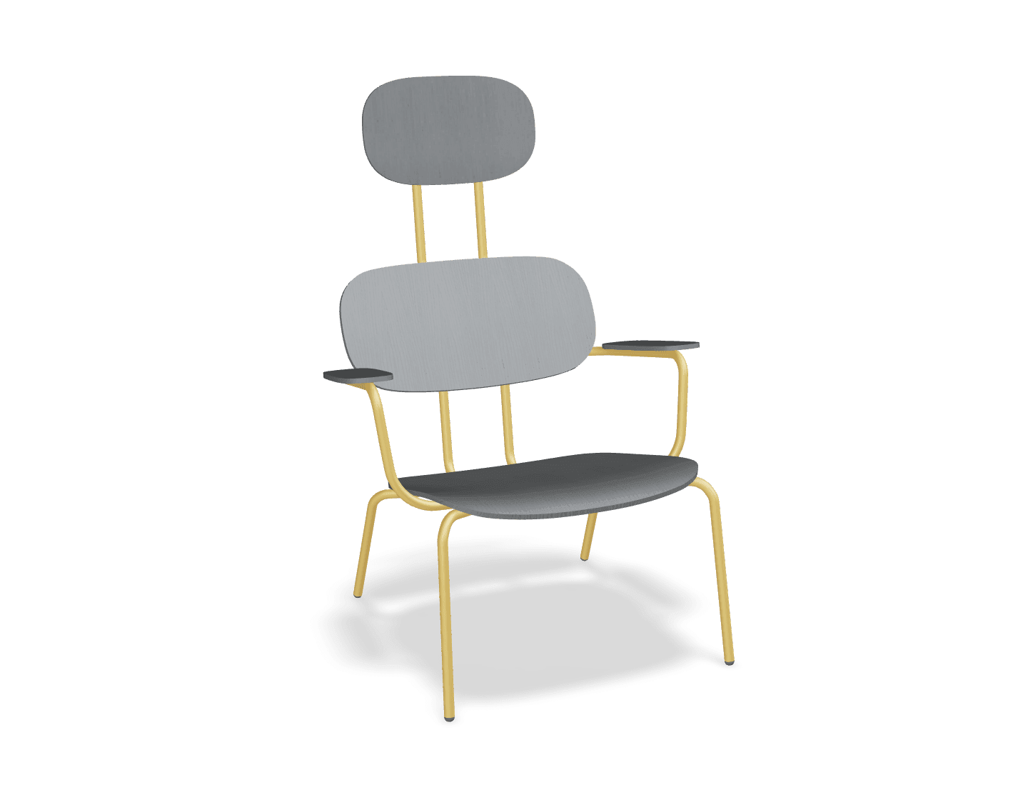 Fotel z zagłówkiem NEW SCHOOL LOUNGE żółty MDD ciemny szary bez podnóżka Eye on Design