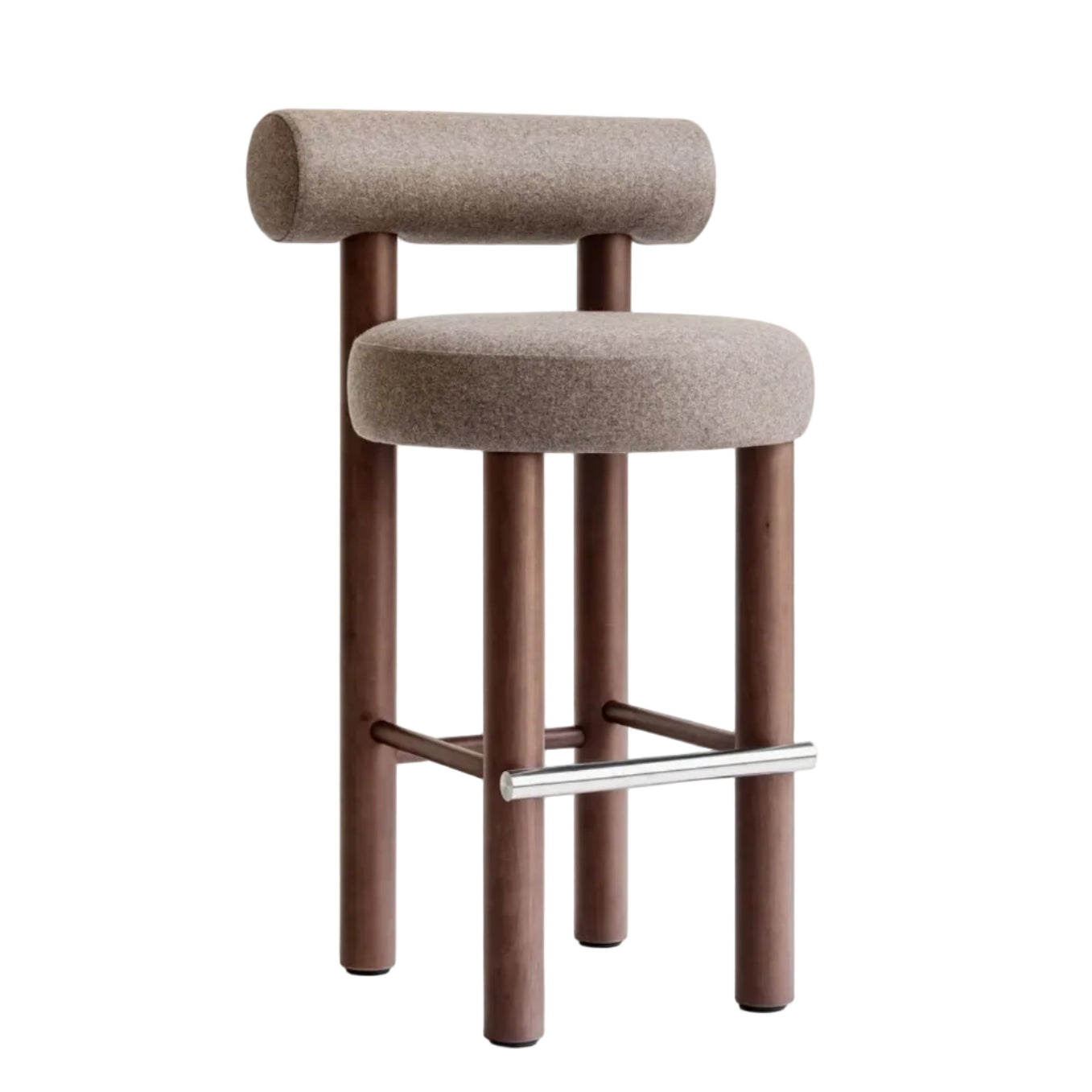 Upholstered Bar Stool GROPIUS CS2 with Wooden Base