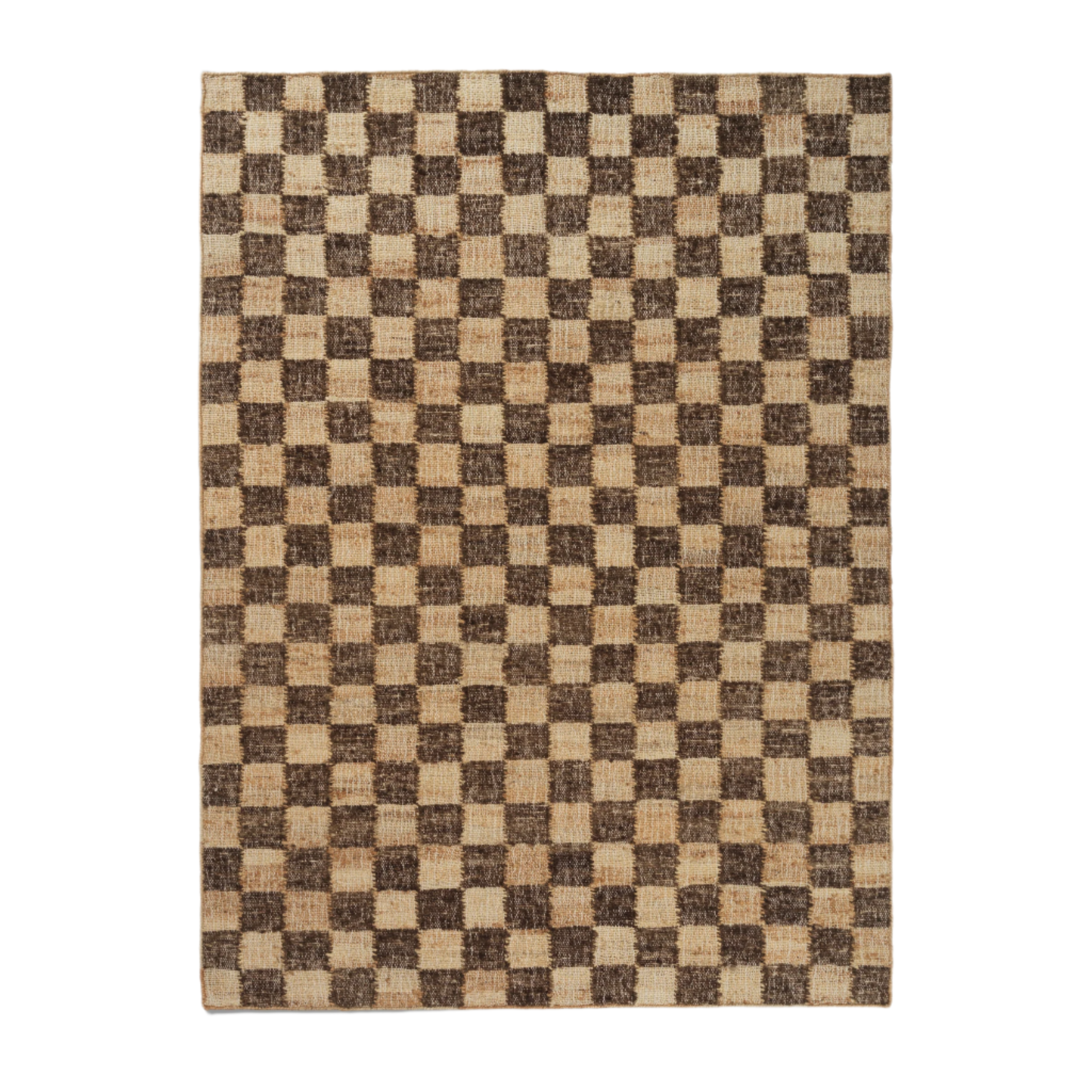 CHECK brown wool-jute rug