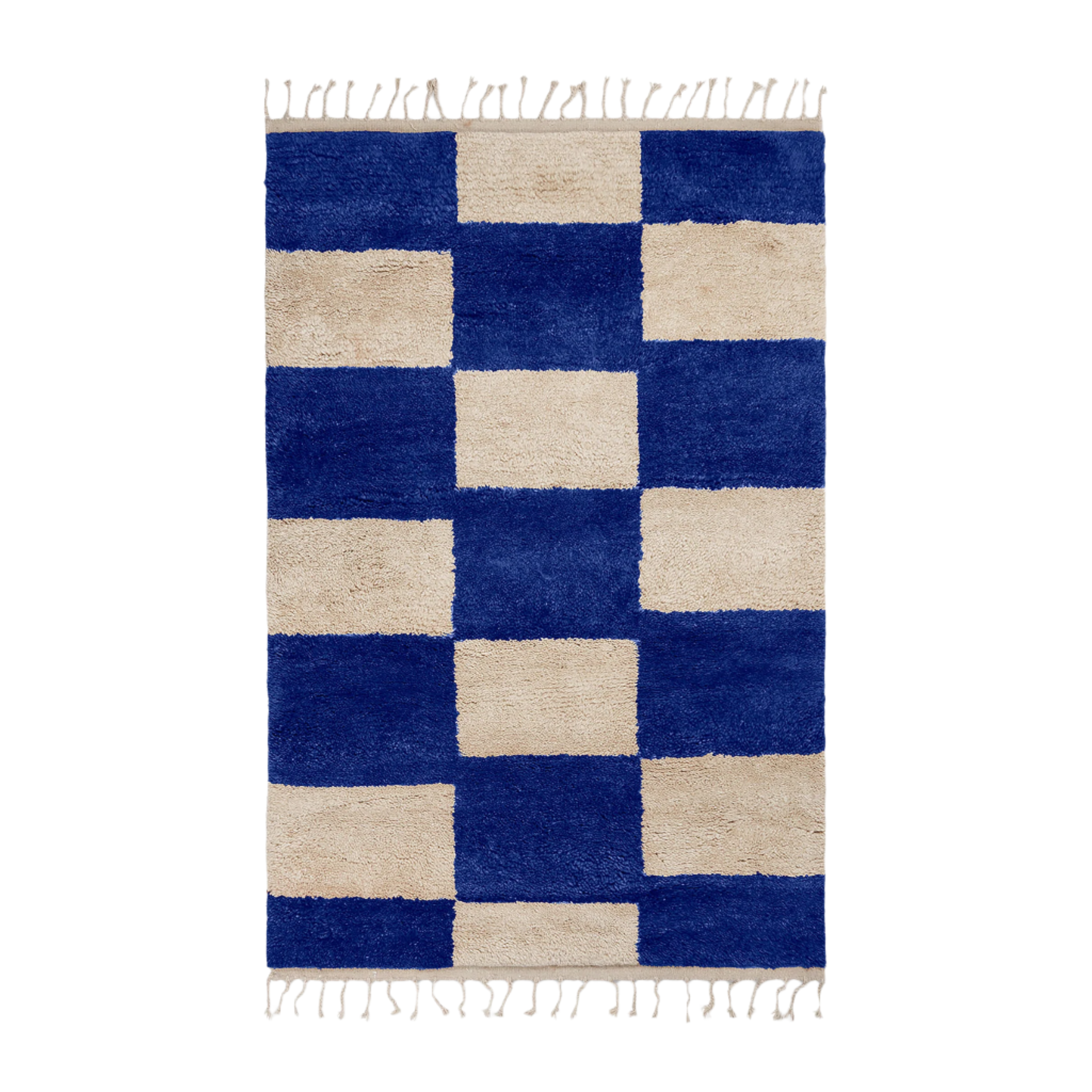 MARA KNOTTED rug, broken white with dark blue