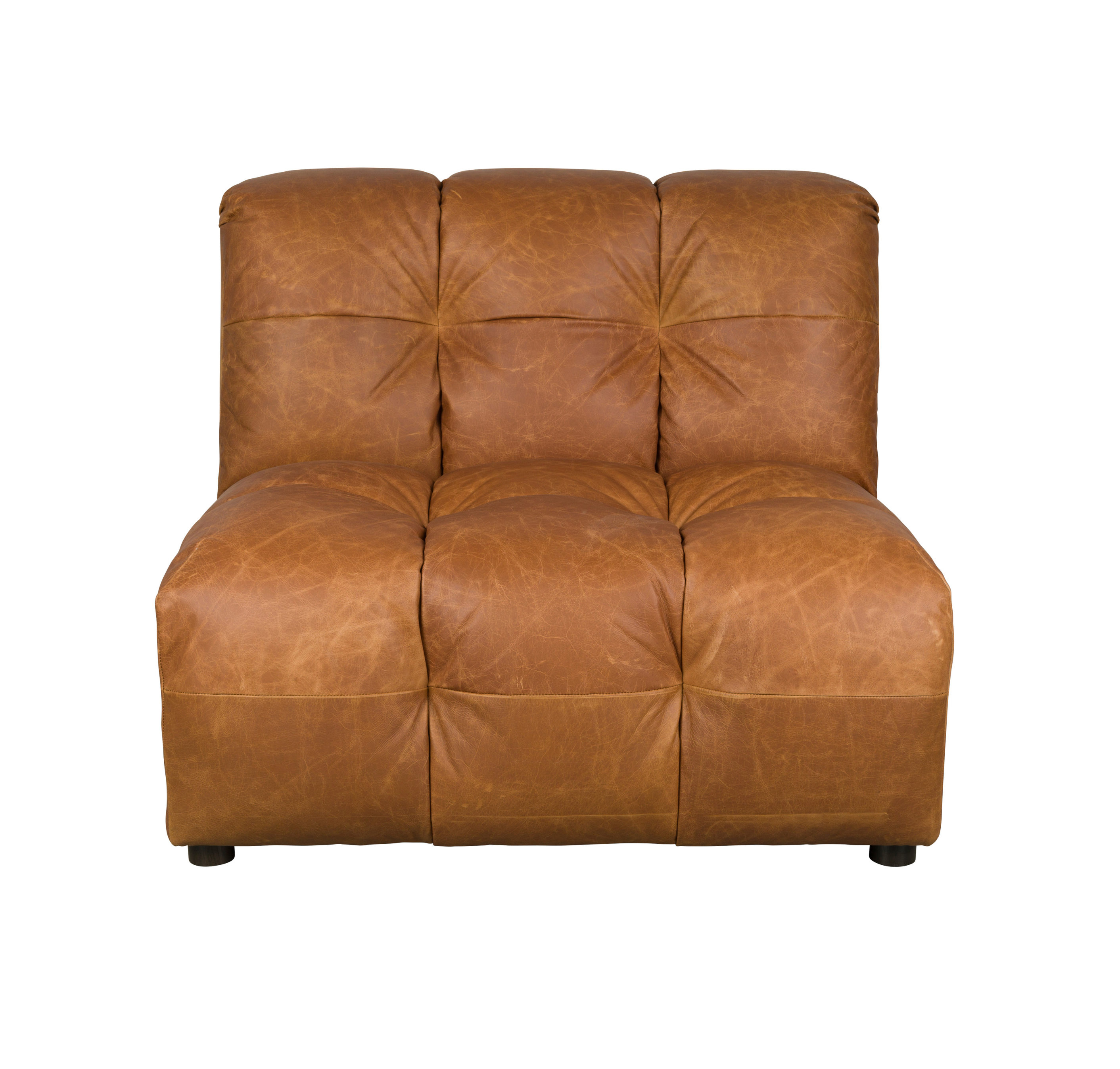 Modulares Sofa HACKMAN - mittleres Element aus cognacfarbenem Leder