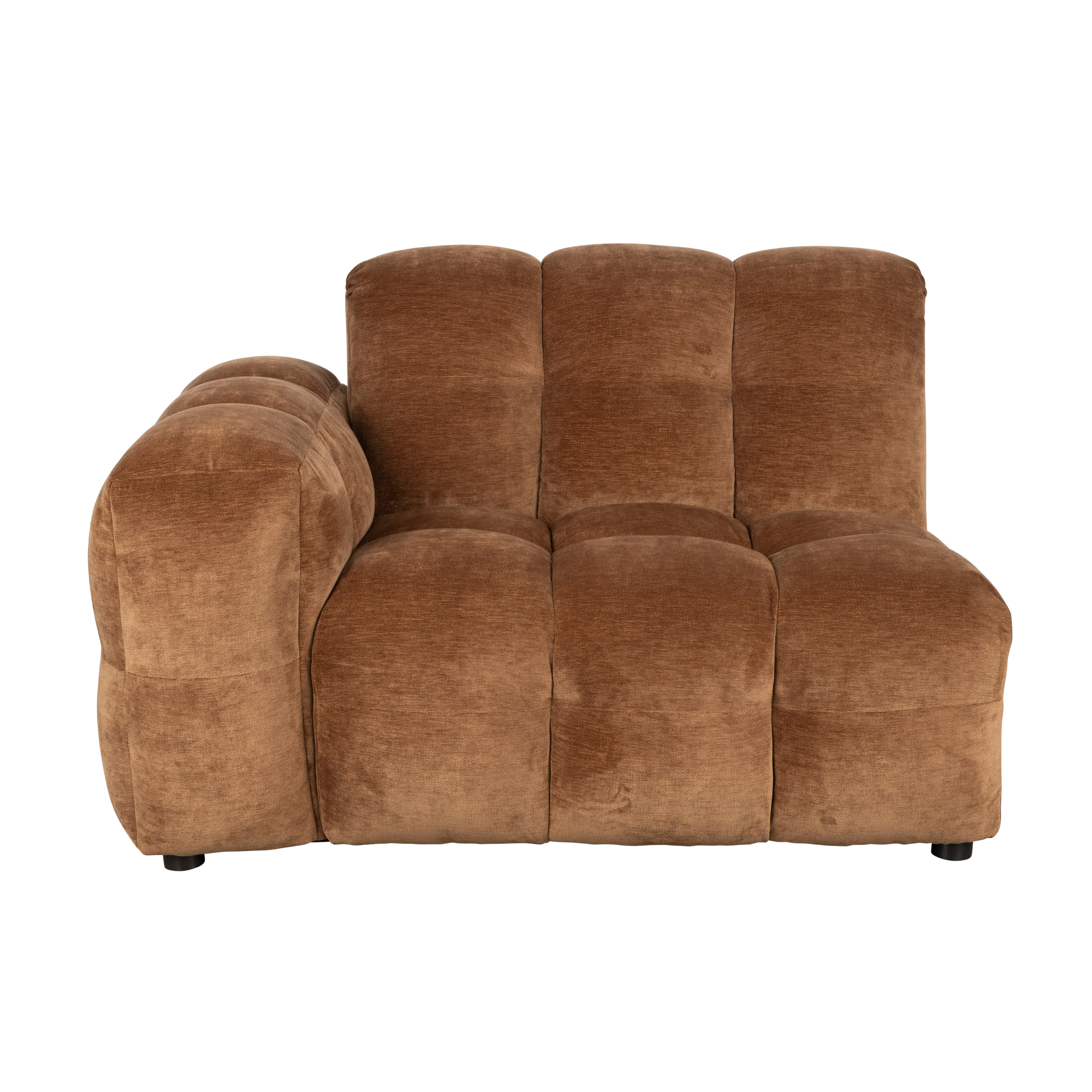 Modulares Sofa HACKMAN - linkes Endelement aus cognacfarbenem Samt