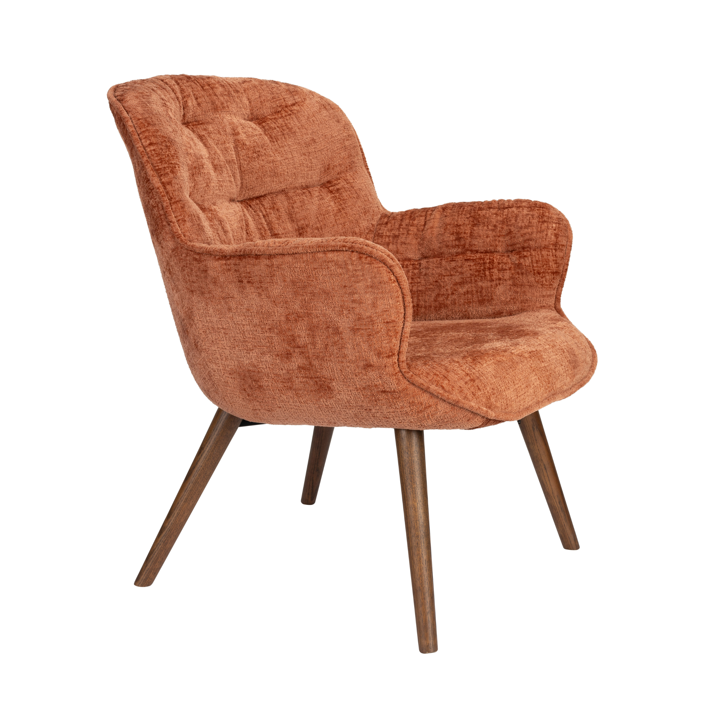 Sessel LENN braunes Samt mit Holzgestell