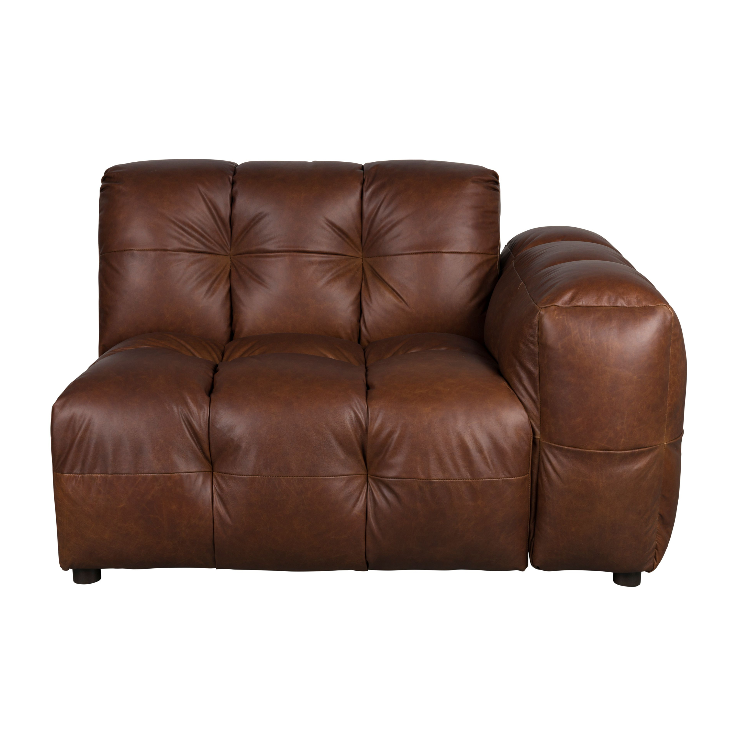 Modulares Sofa HACKMAN - rechte Endelement in schokoladenbraunem Leder