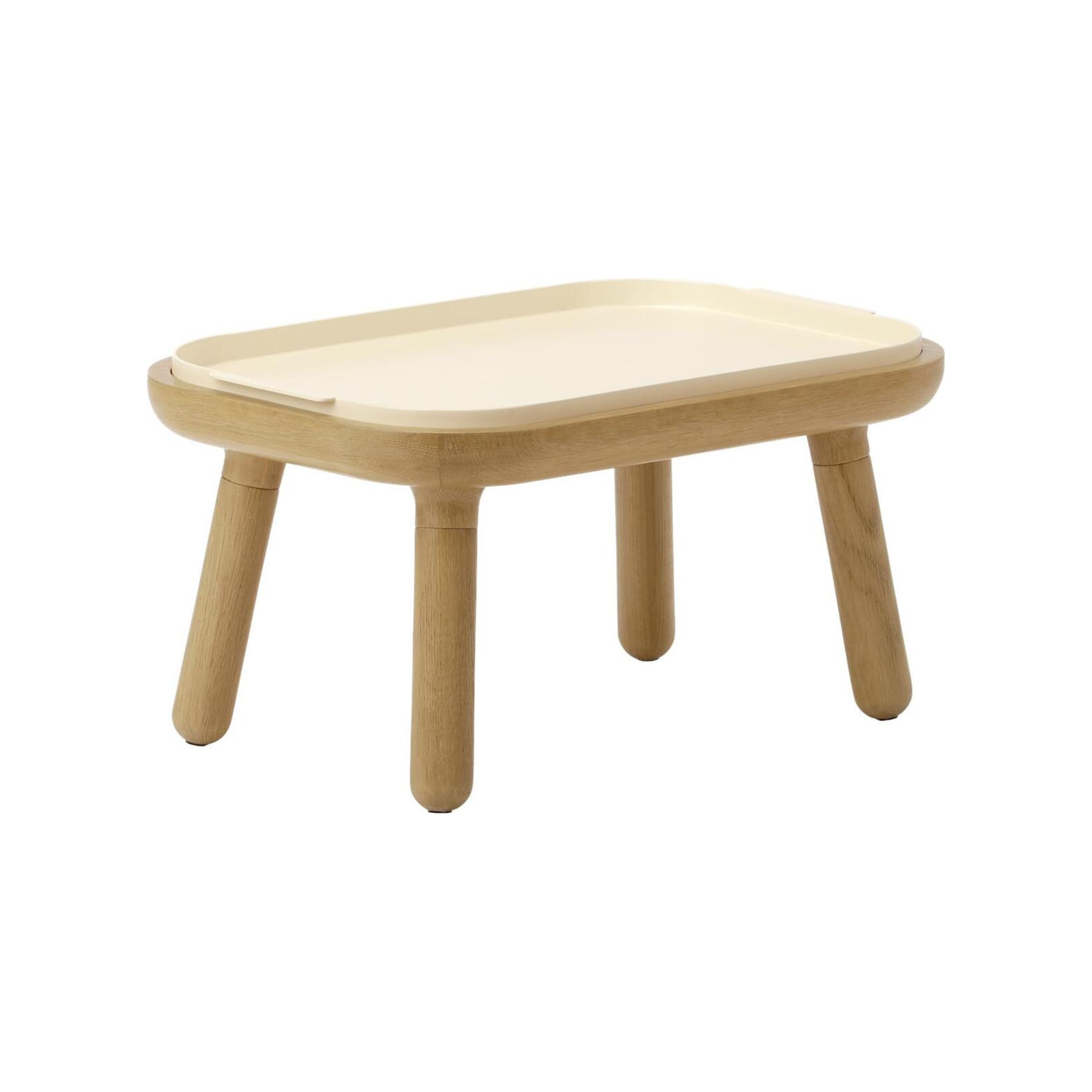 PAFF coffee table pearl white with oak base