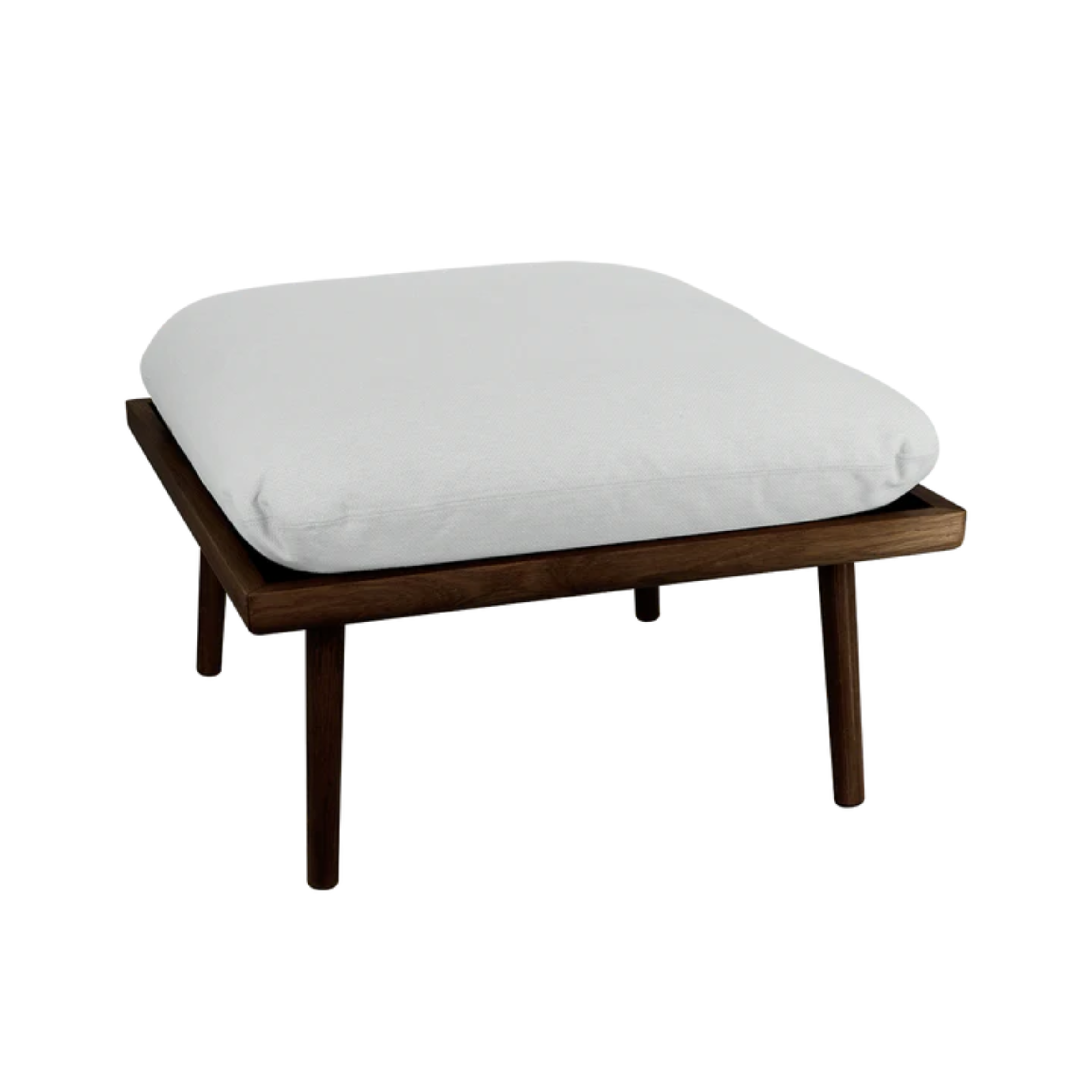 Pouf LOUNGE AROUND SHUFFLE gebrochenes Weiß mit dunklem Eichenfuß