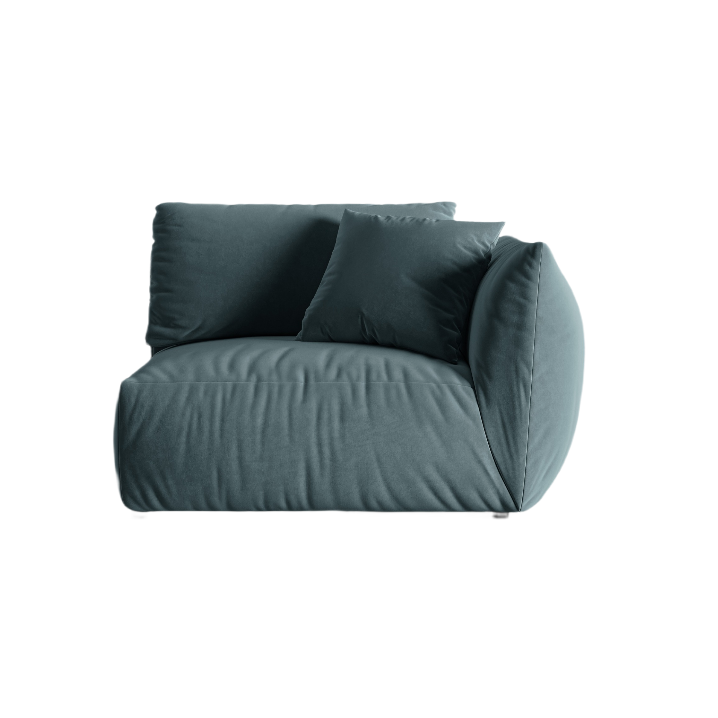 Modulares Samtsofa CHRIS - breites Element rechts in Hellblau