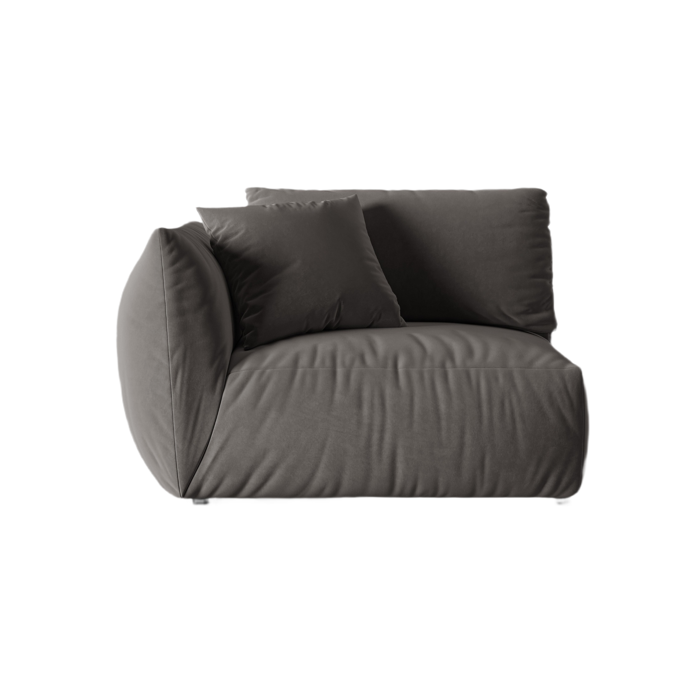 Modulares Samtsofa CHRIS - breites linkes Element in Dunkelgrau