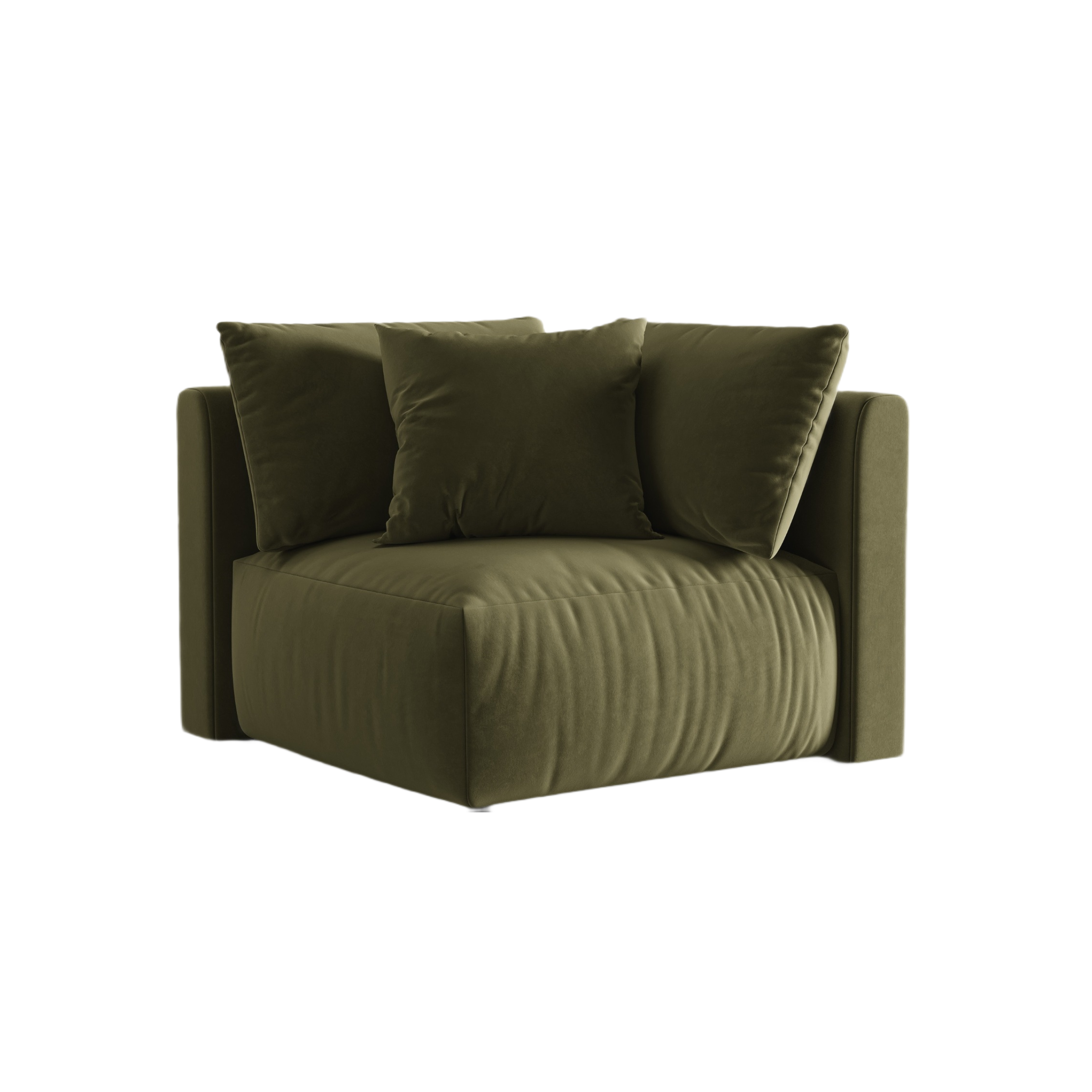 Modulares Samtsofa CHRIS - Eckelement in Hellgrün