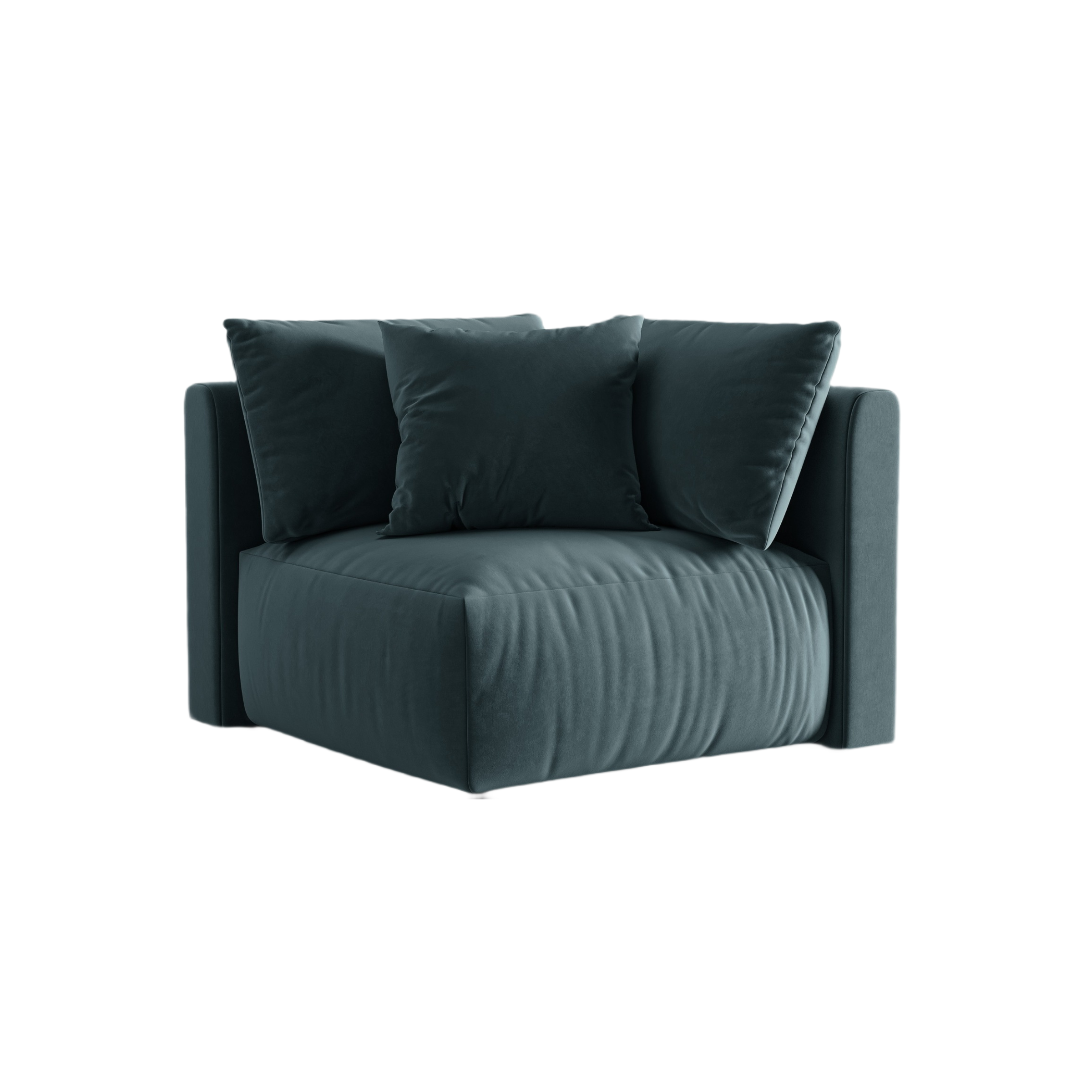 Modulares Samtsofa CHRIS - hellblaues Eckelement