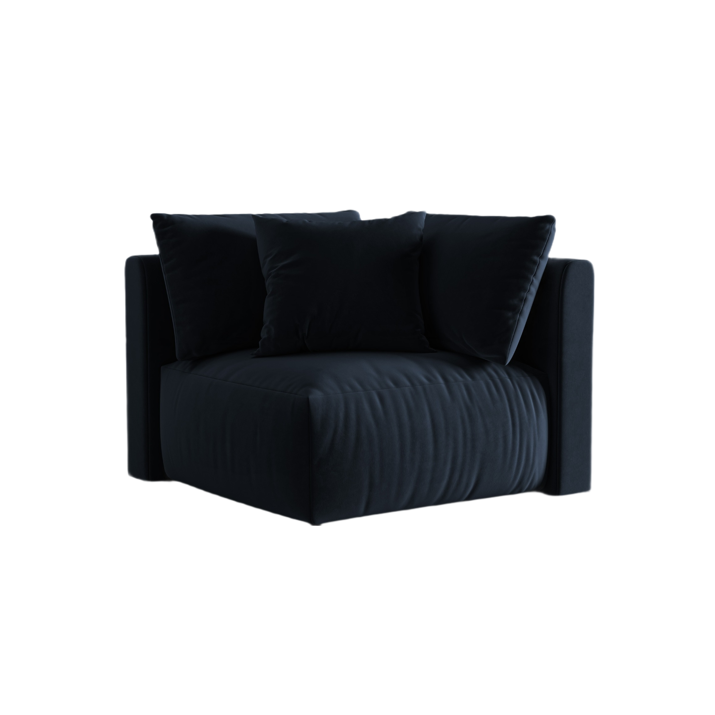 Modulares Samtsofa CHRIS - Eckelement königsblau