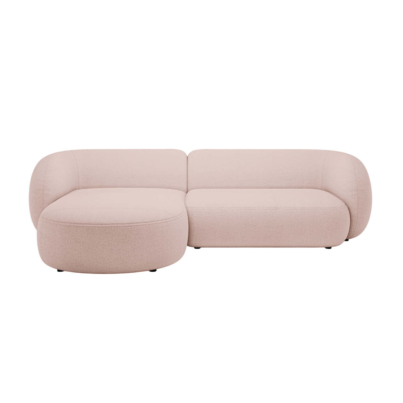 Linksseitiges 3-Sitzer-Sofa KATE in rosa Boucle