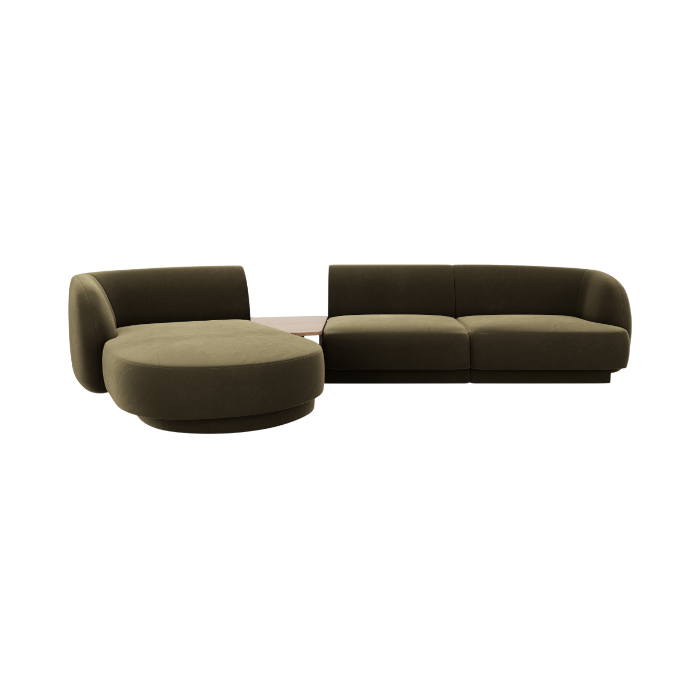 Modular corner sofa with table 3-seater left-sided MILEY green