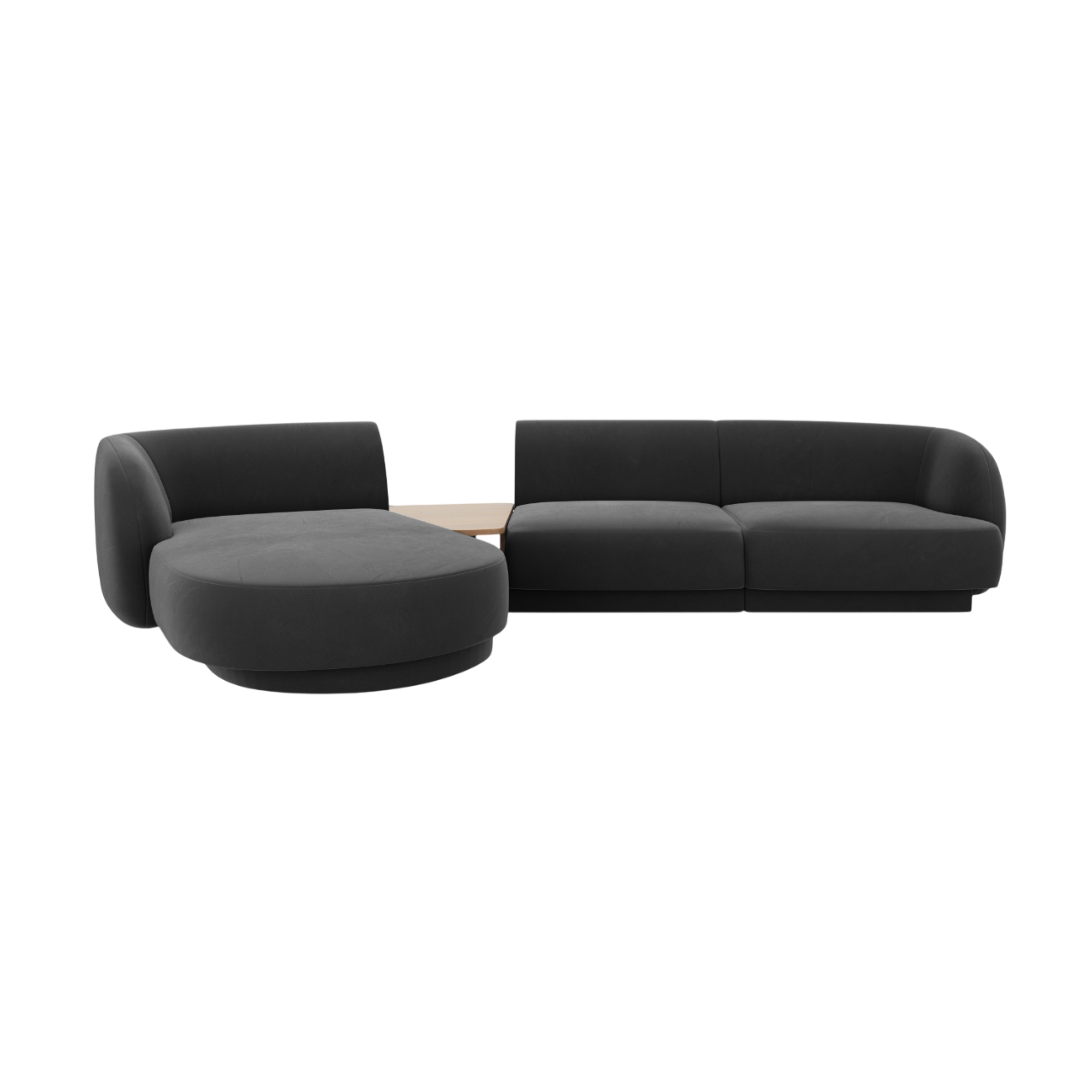 Modular corner sofa with table 3-seater left-sided MILEY gray