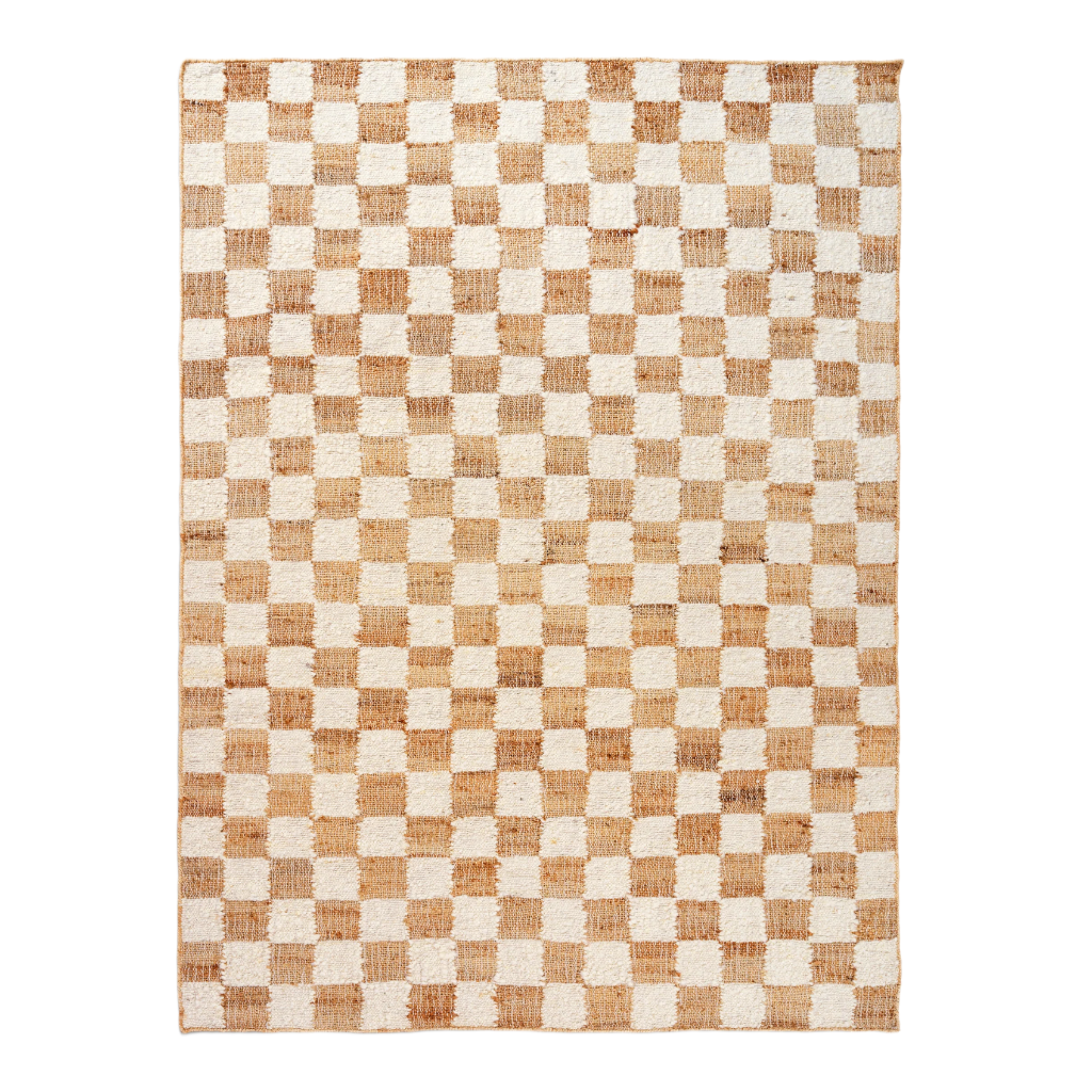 CHECK beige wool-jute rug