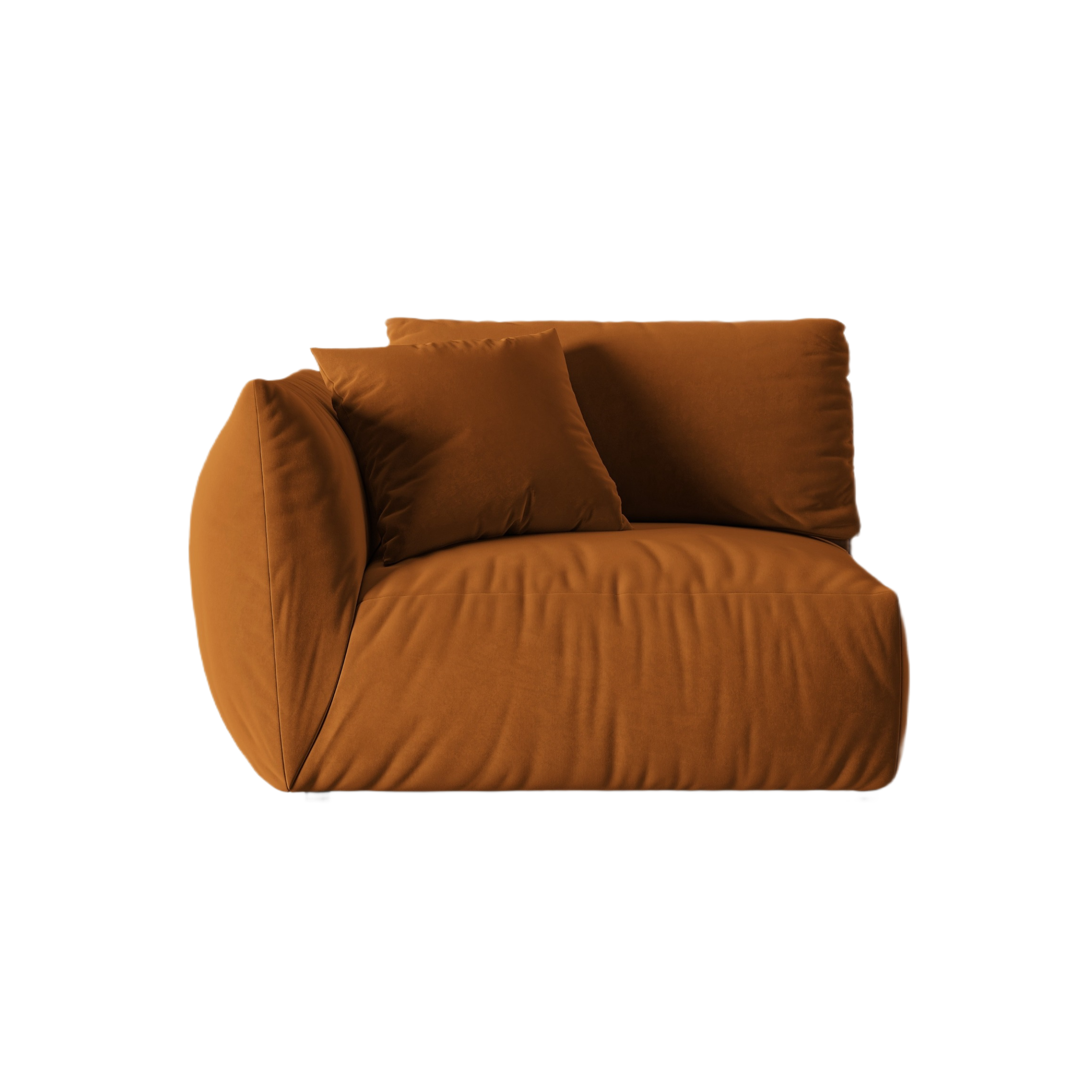 Modulares Samtsofa CHRIS - breites linkes Element Terrakotta