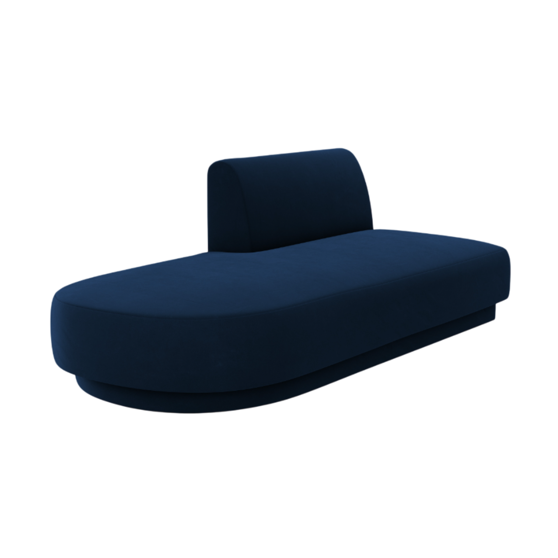 2-seater velvet left-facing chaise longue MILEY royal blue