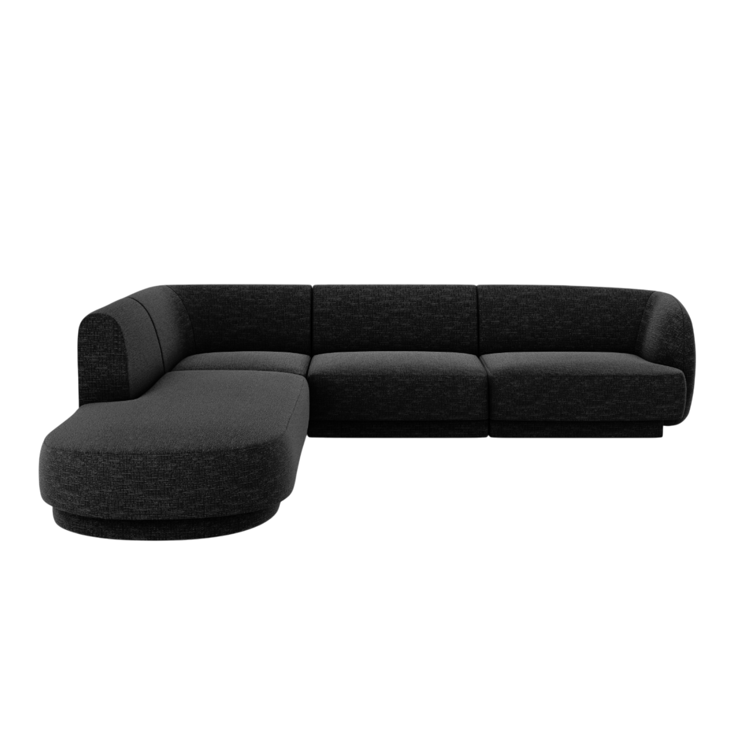 Linksseitiges 6-Sitzer-Sofa MILEY aus schwarzem Chenille