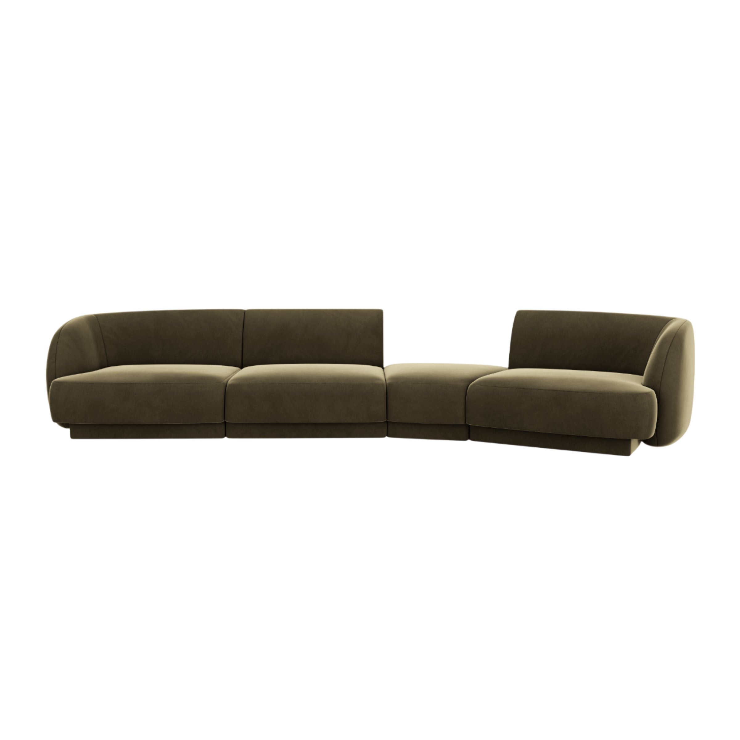 Modularsofa rechtsseitig für 6 Personen aus Samt MILEY grün