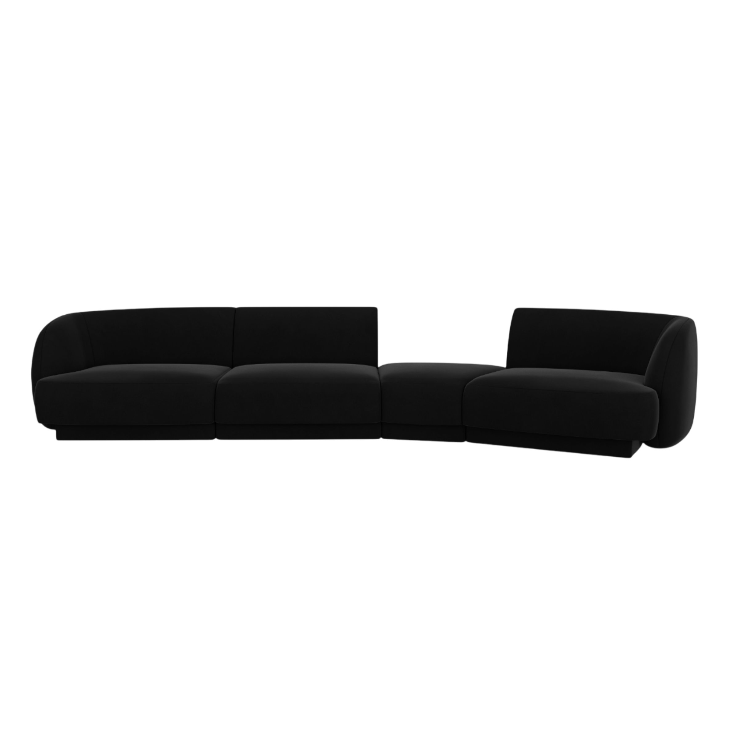 Modular Sofa rechtsseitig 6-sitzig aus Samt MILEY schwarz