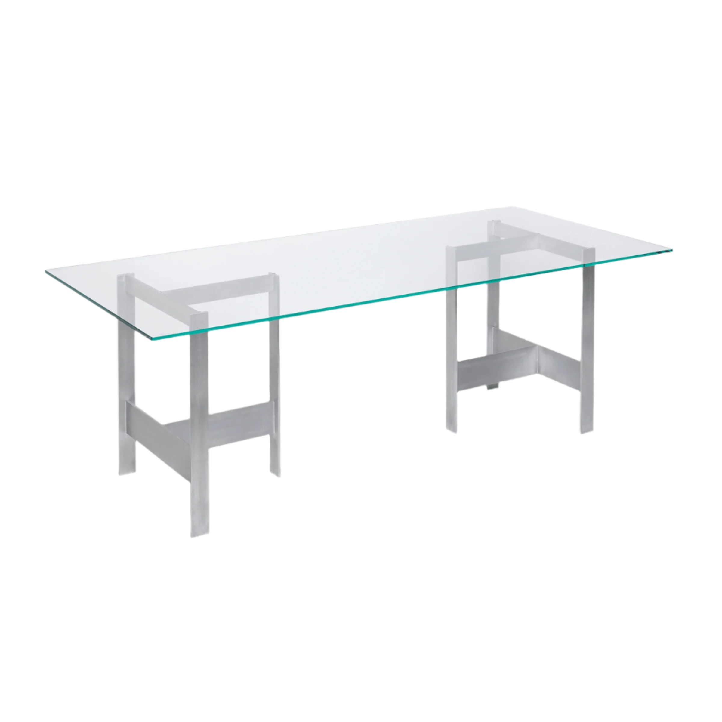 LAGER glass table with aluminum base