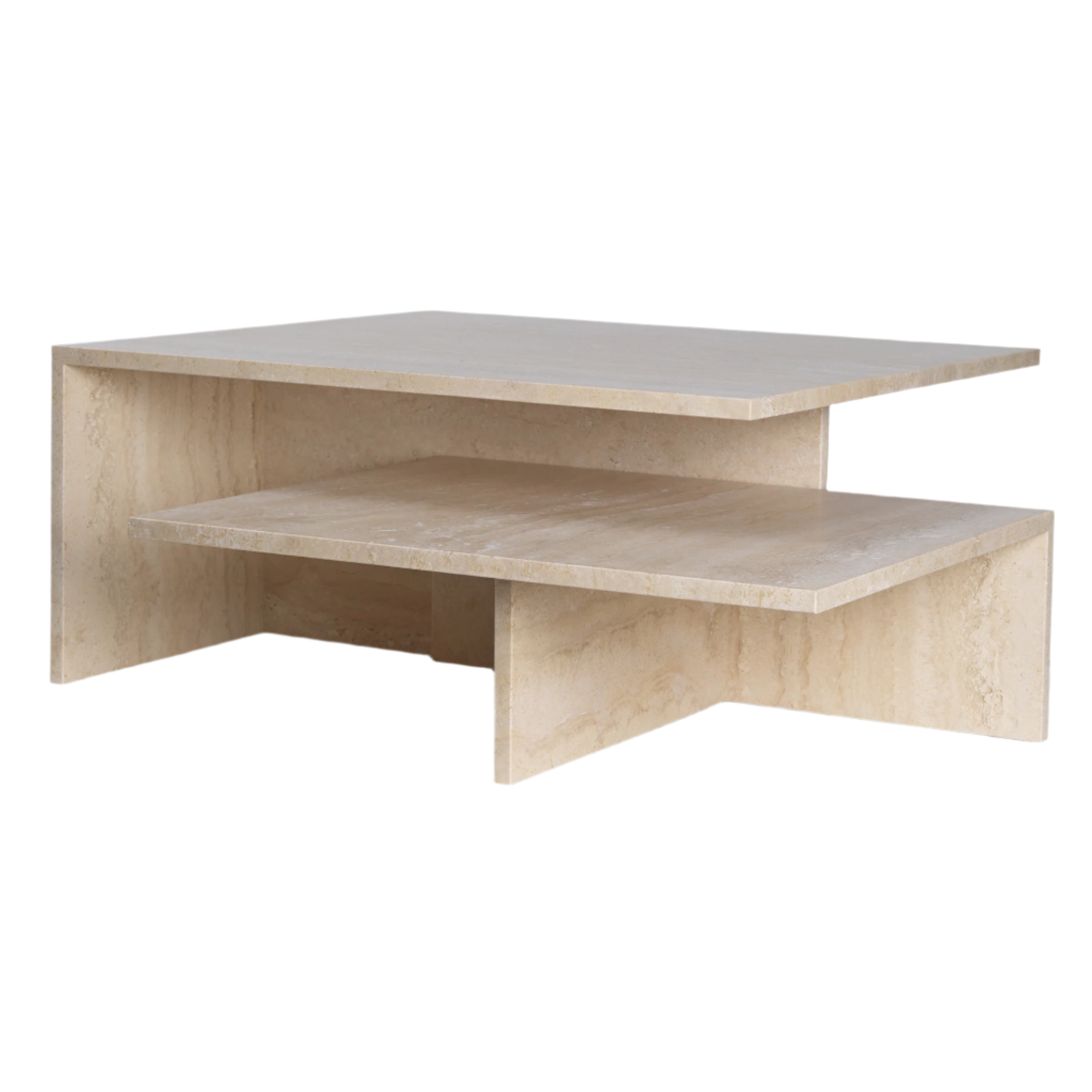 DISTINCT GRANDE DUO Travertin Couchtisch-Set