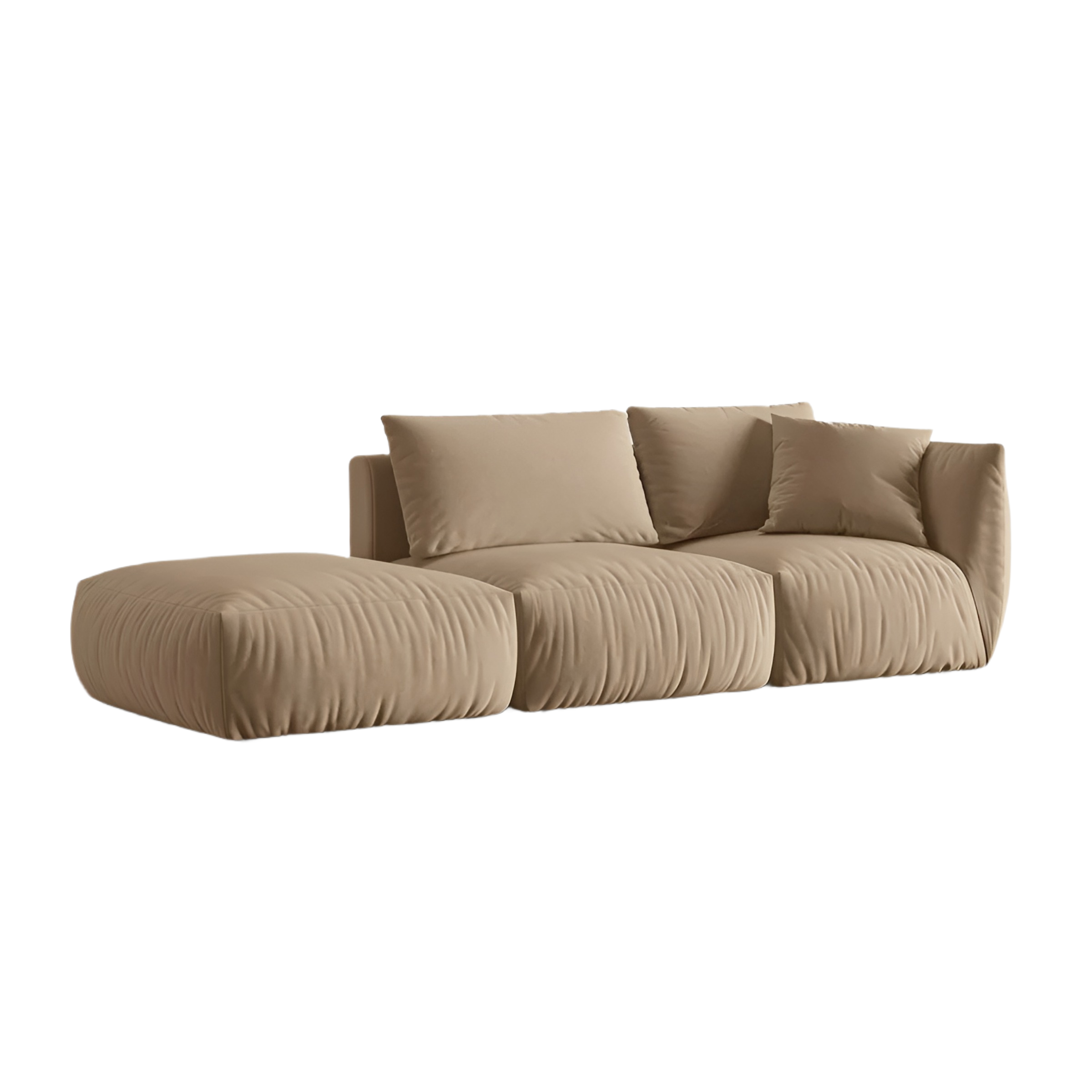 Left-facing 3-seater velvet modular sofa CHRIS in sand color