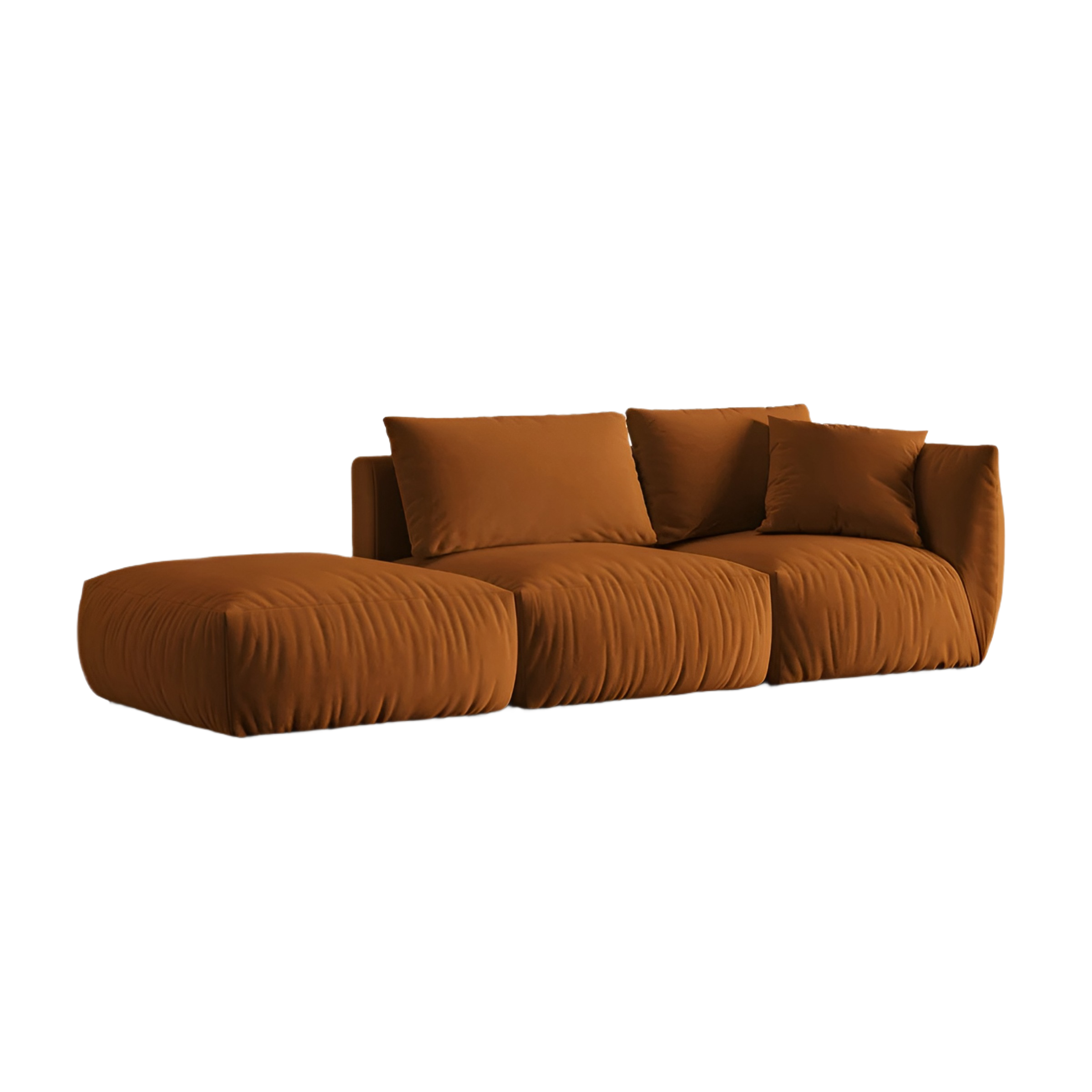 Modulares Samtsofa 3-sitzig links CHRIS terrakotta