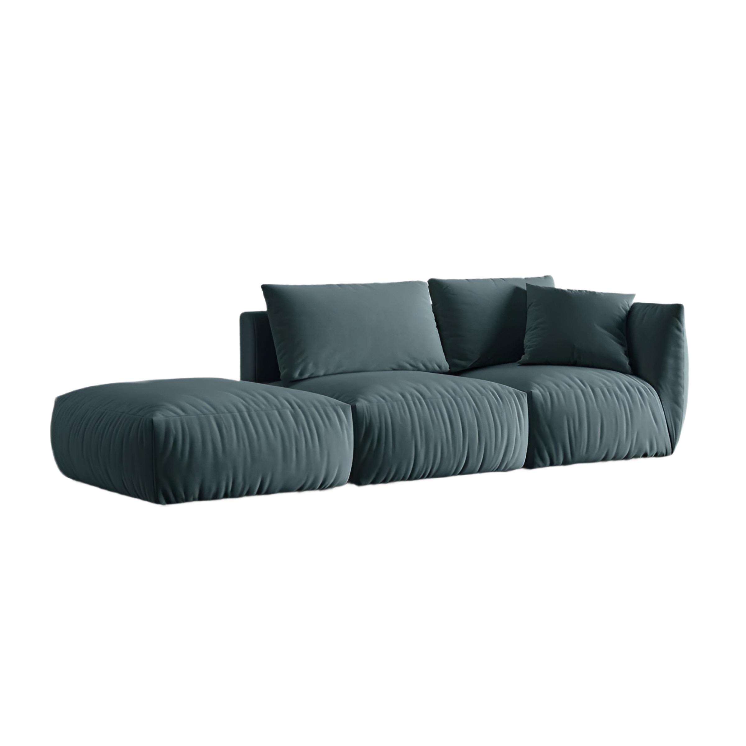 Left-facing 3-seater velvet modular sofa CHRIS light blue